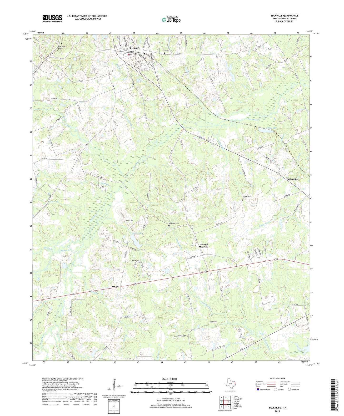Beckville Texas US Topo Map Image