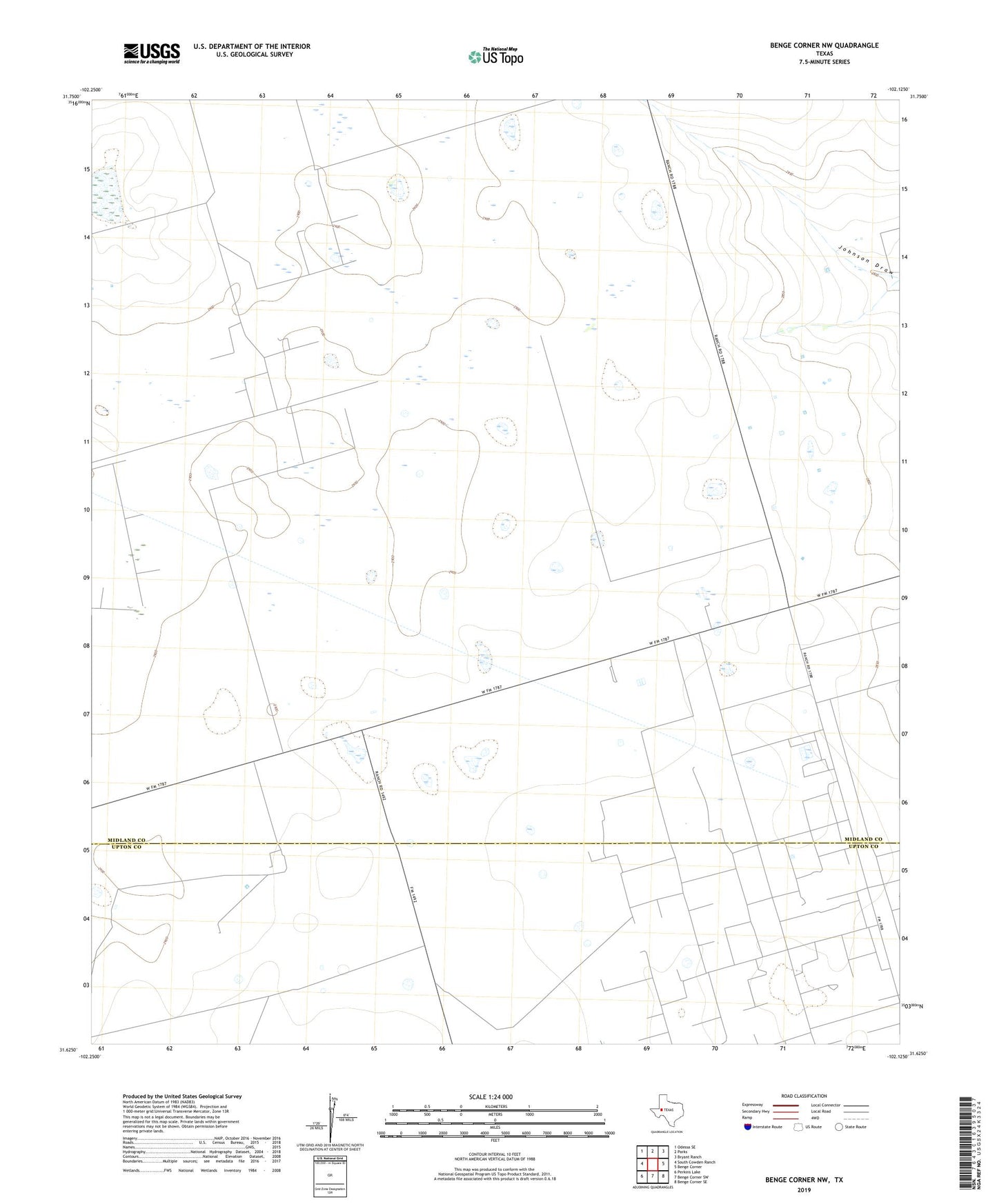 Benge Corner NW Texas US Topo Map Image