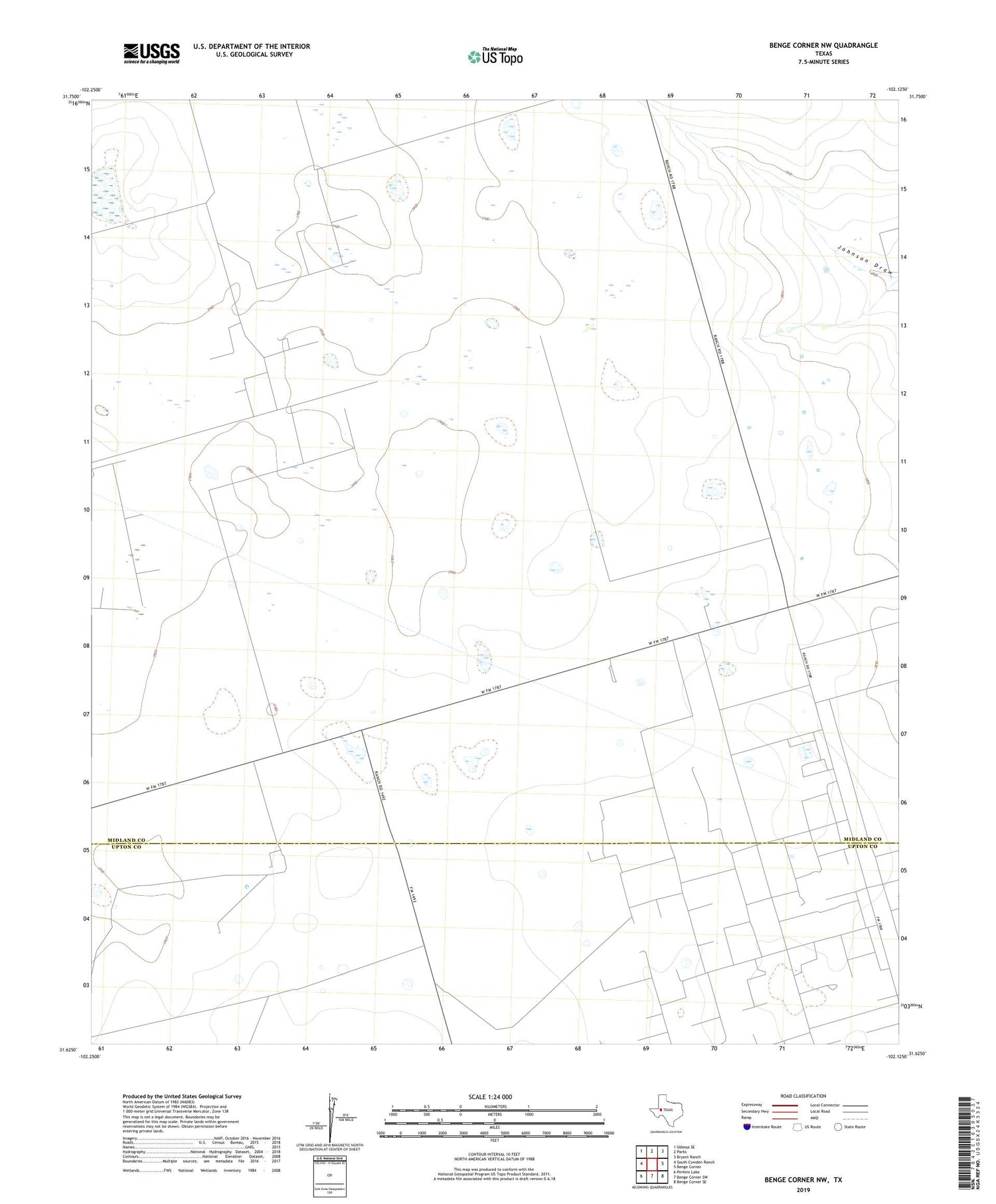 Benge Corner NW Texas US Topo Map Image