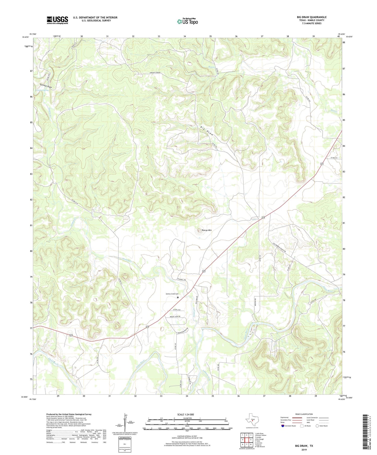 Big Draw Texas US Topo Map Image