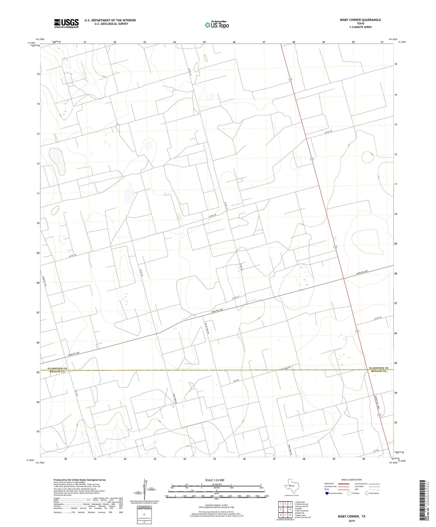 Bigby Corner Texas US Topo Map Image