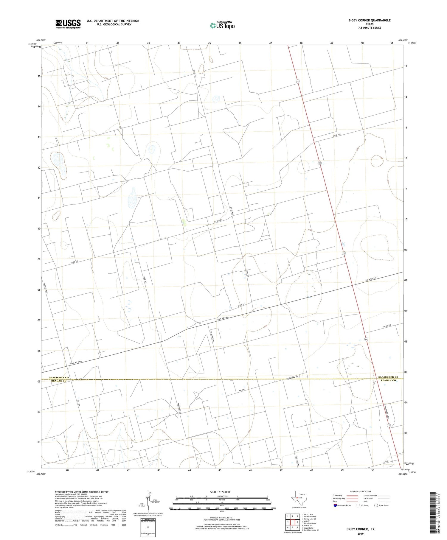 Bigby Corner Texas US Topo Map Image