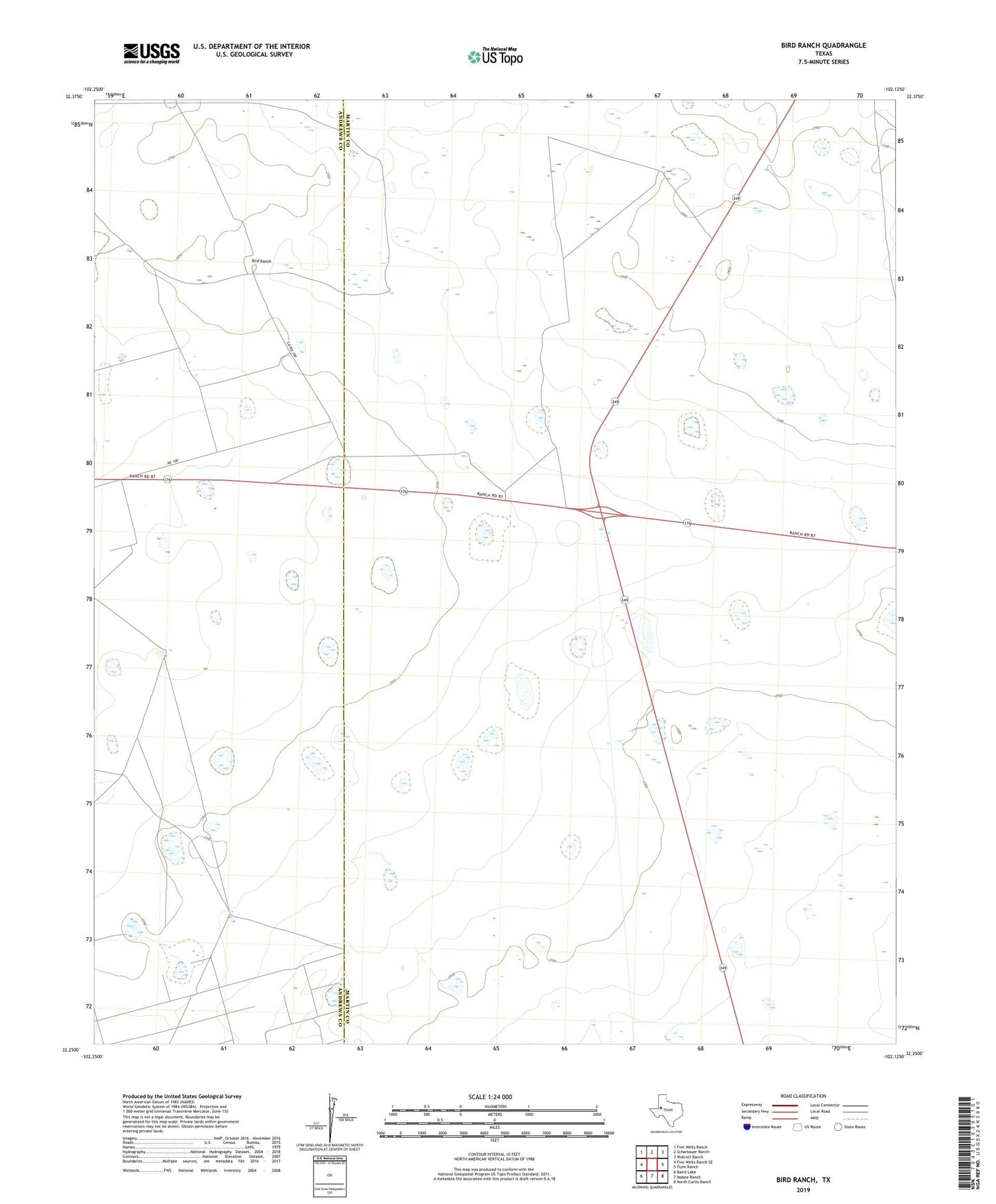 Bird Ranch Texas US Topo Map Image