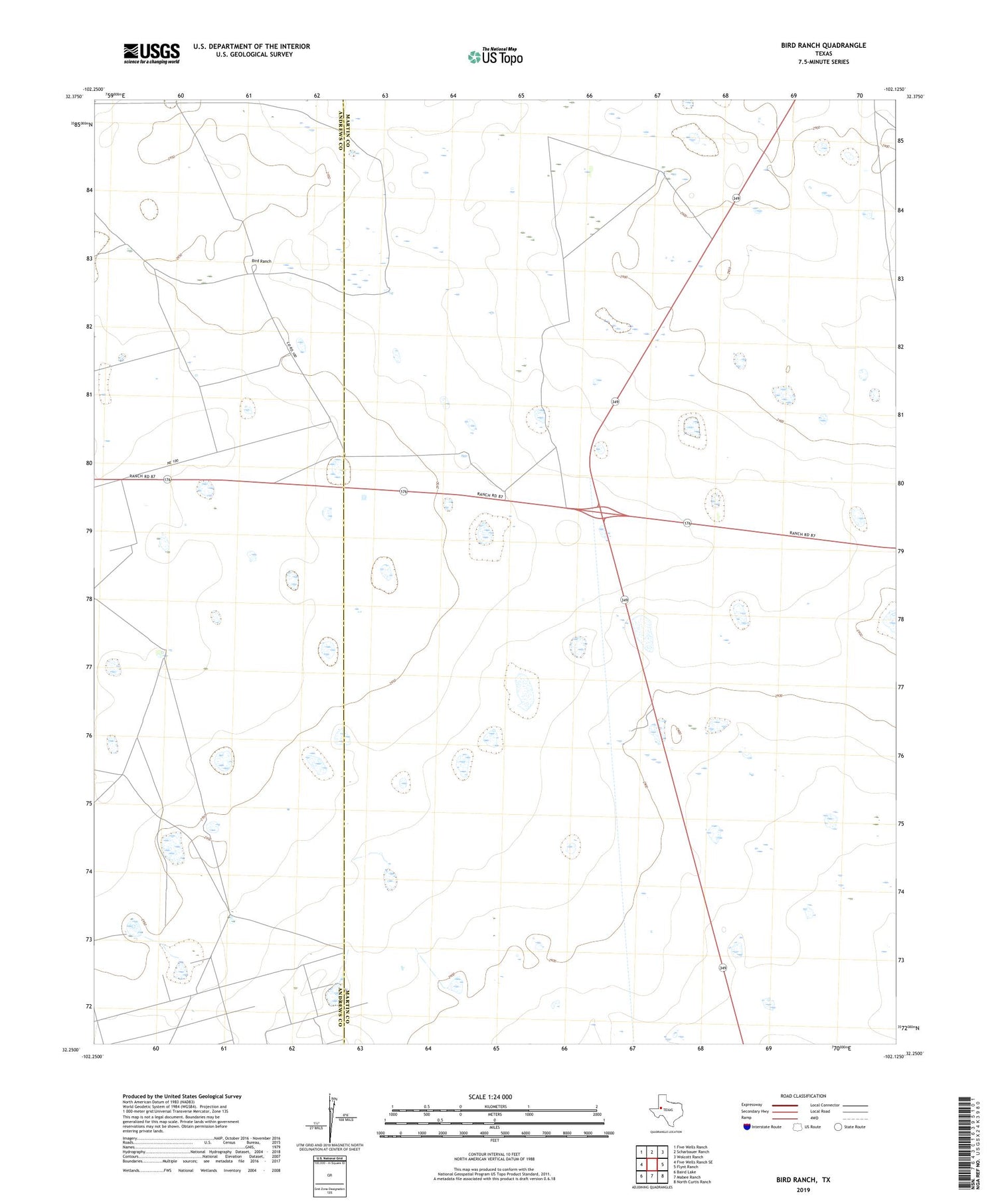 Bird Ranch Texas US Topo Map Image