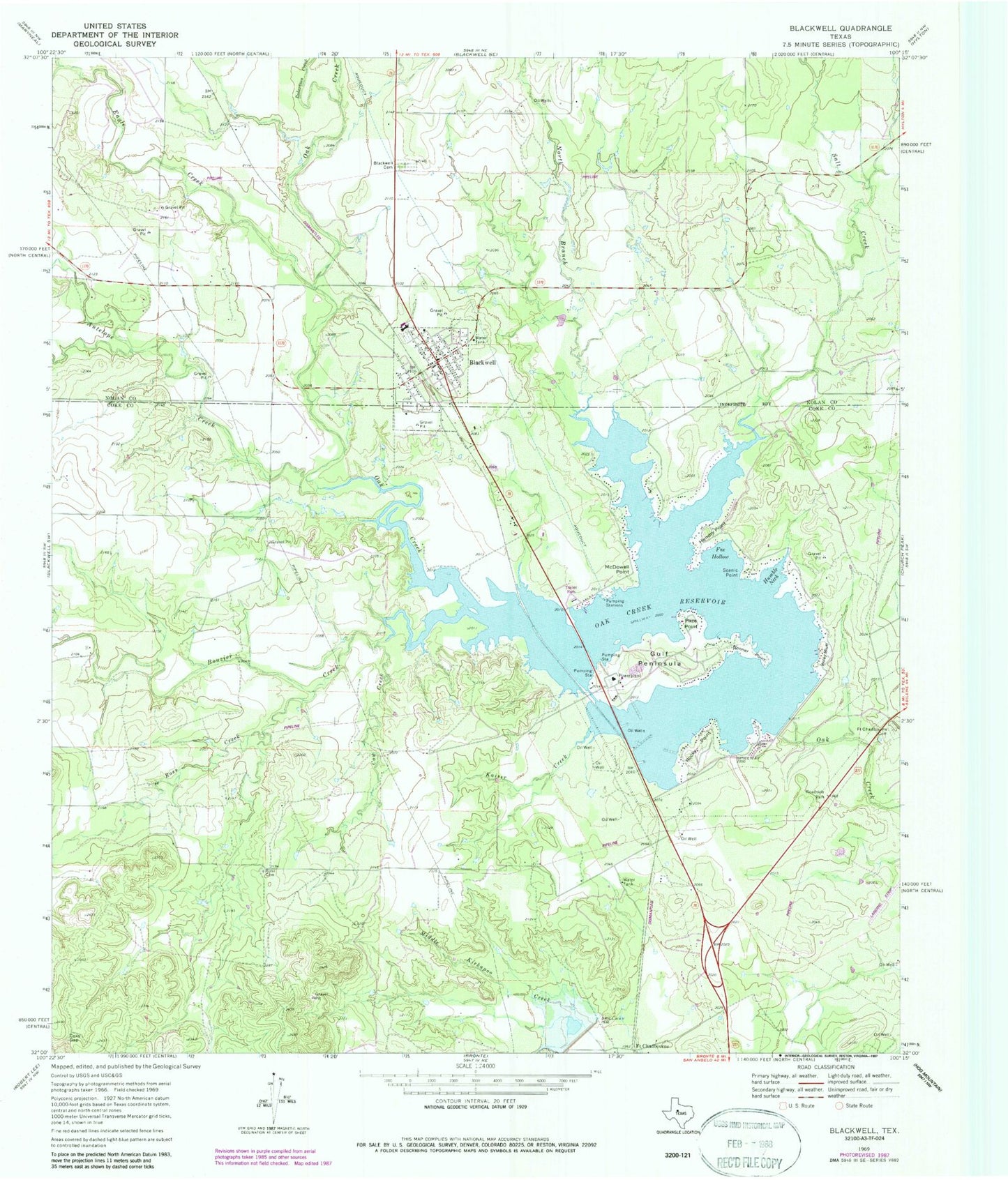 Classic USGS Blackwell Texas 7.5'x7.5' Topo Map Image