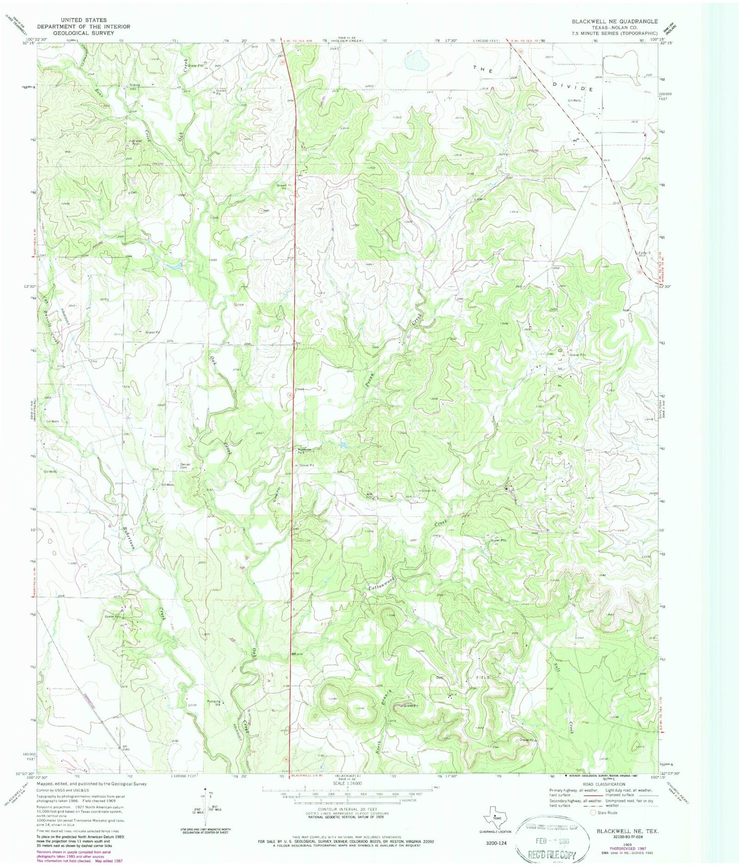 Classic USGS Blackwell NE Texas 7.5'x7.5' Topo Map Image