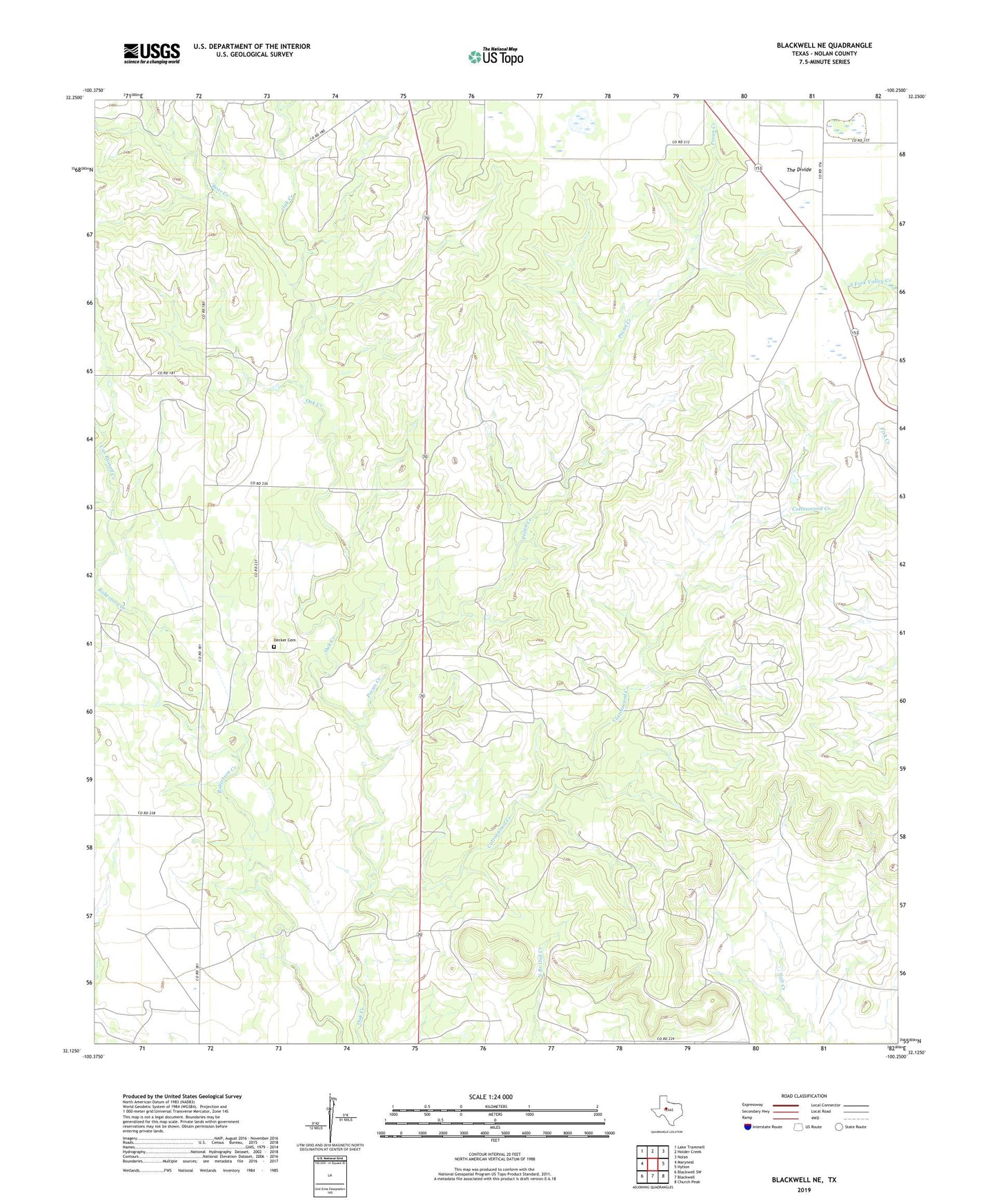 Blackwell NE Texas US Topo Map Image