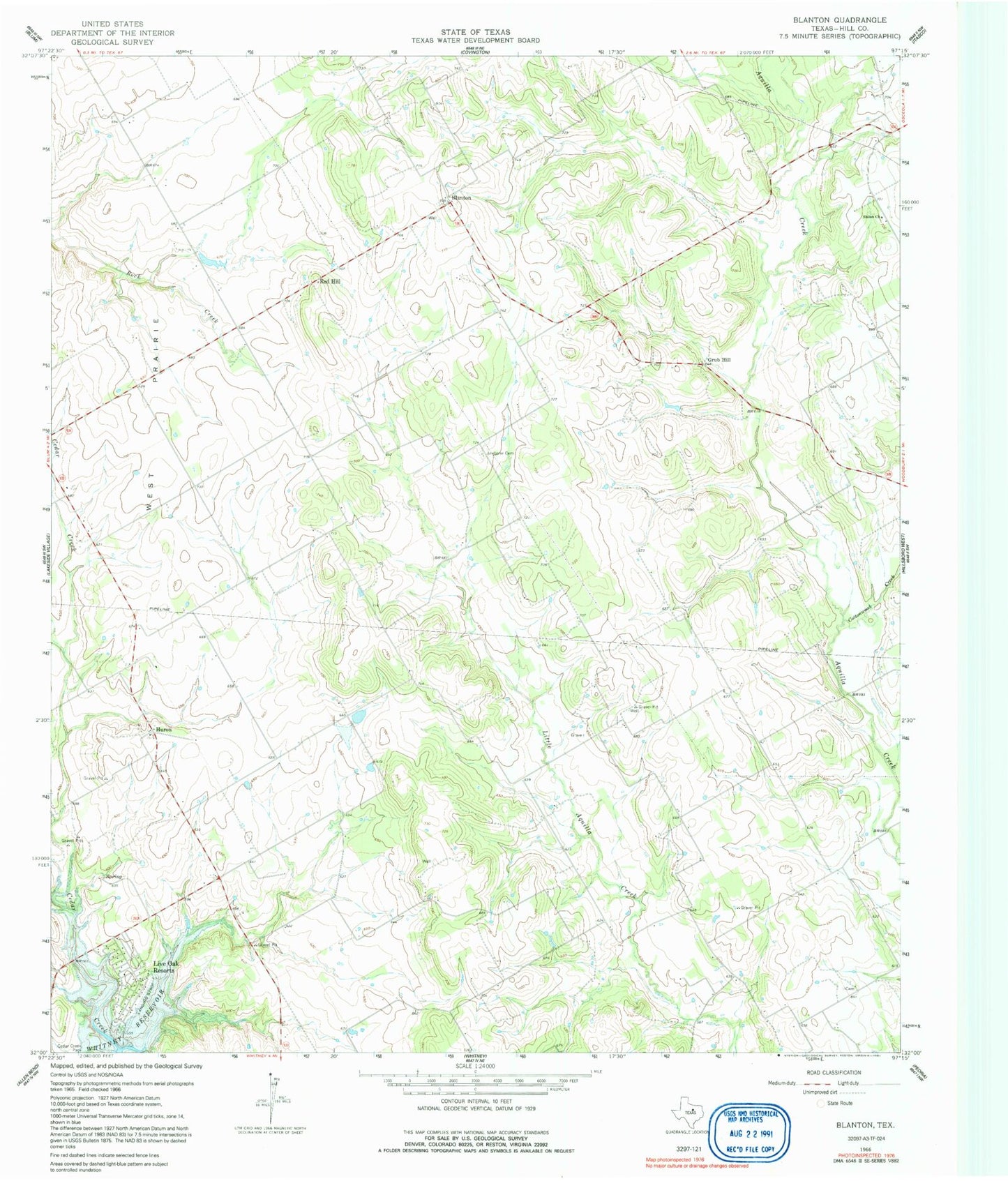 Classic USGS Blanton Texas 7.5'x7.5' Topo Map Image