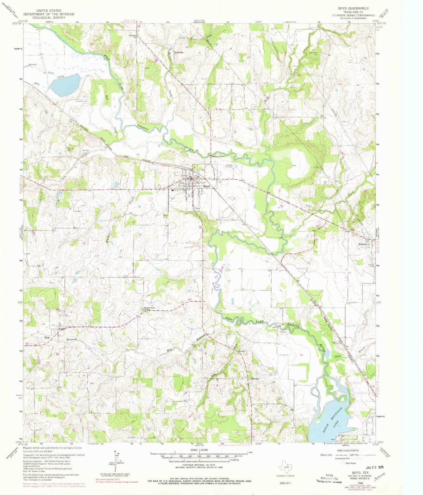 Classic USGS Boyd Texas 7.5'x7.5' Topo Map Image