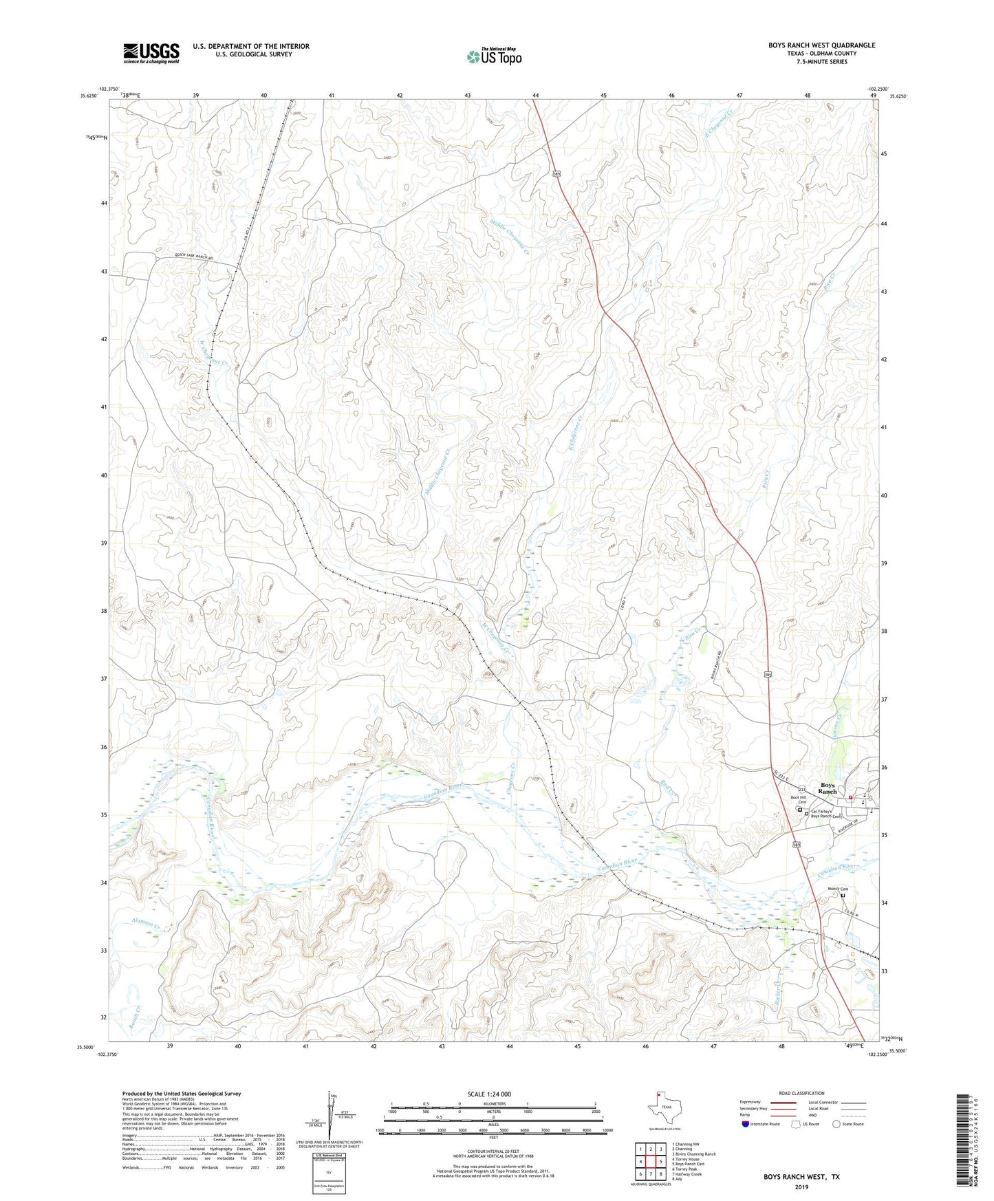 Boys Ranch West Texas US Topo Map Image