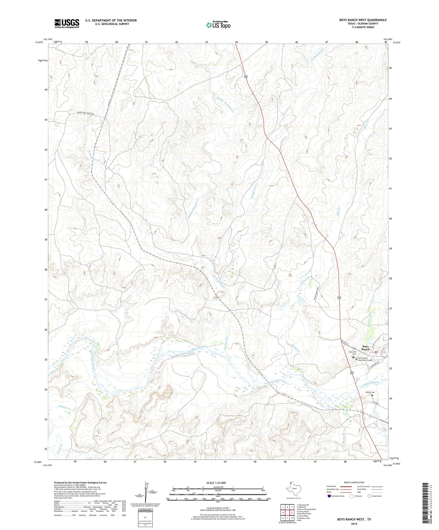 Boys Ranch West Texas US Topo Map Image