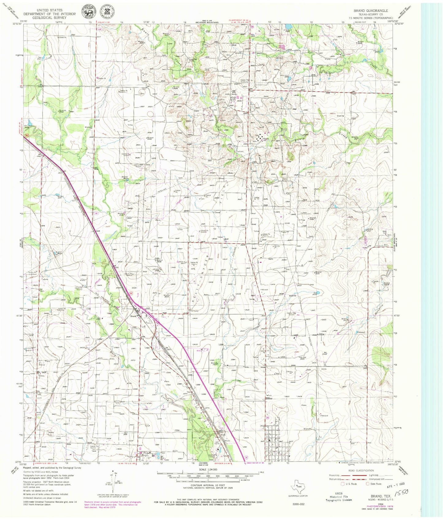 Classic USGS Brand Texas 7.5'x7.5' Topo Map Image