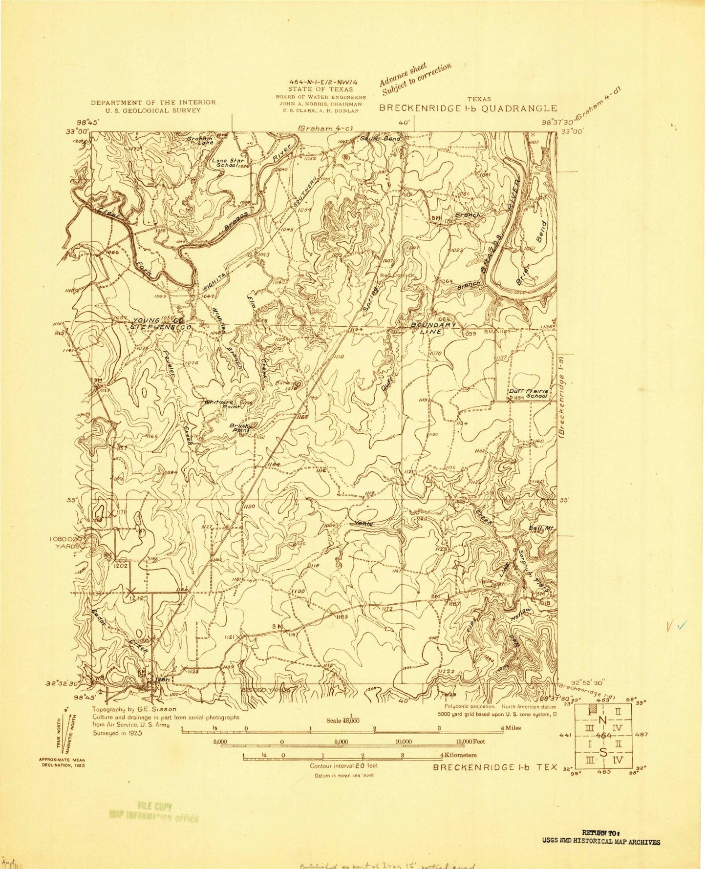 Classic USGS Ivan North Texas 7.5'x7.5' Topo Map Image