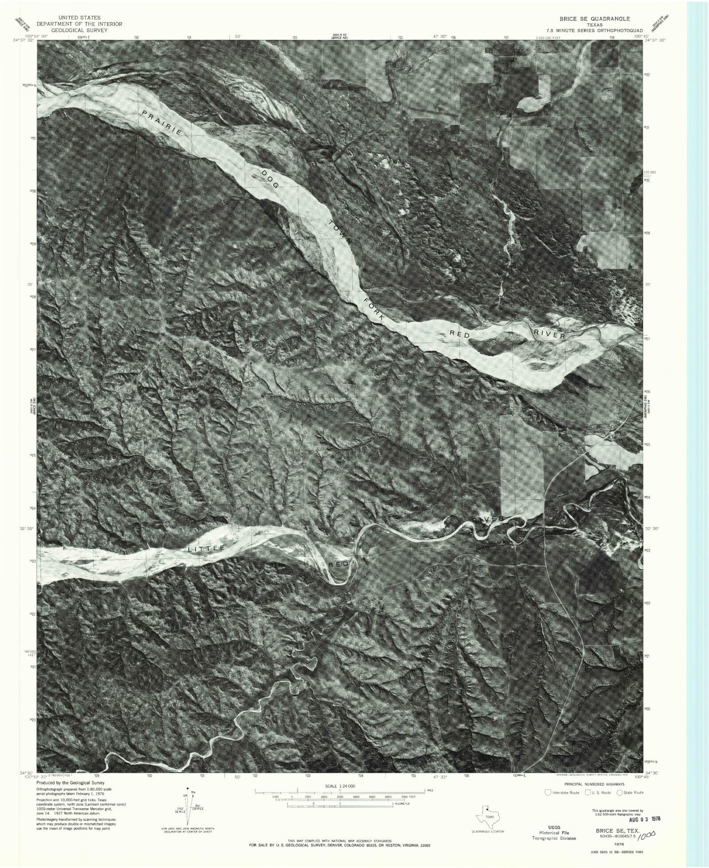 Classic USGS Heel Fly Draw Texas 7.5'x7.5' Topo Map Image