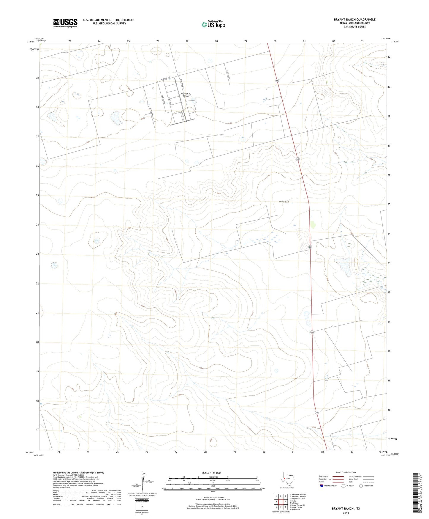 Bryant Ranch Texas US Topo Map Image