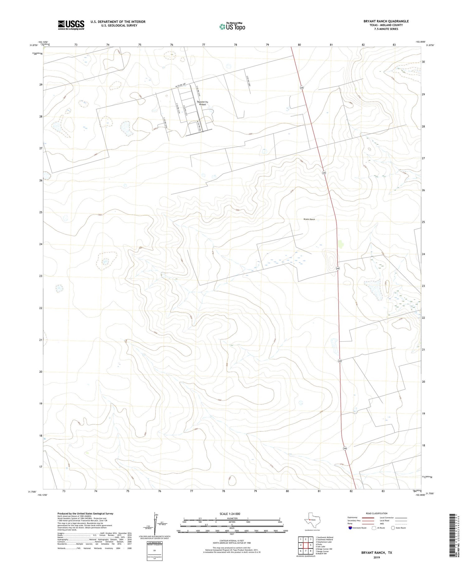 Bryant Ranch Texas US Topo Map Image