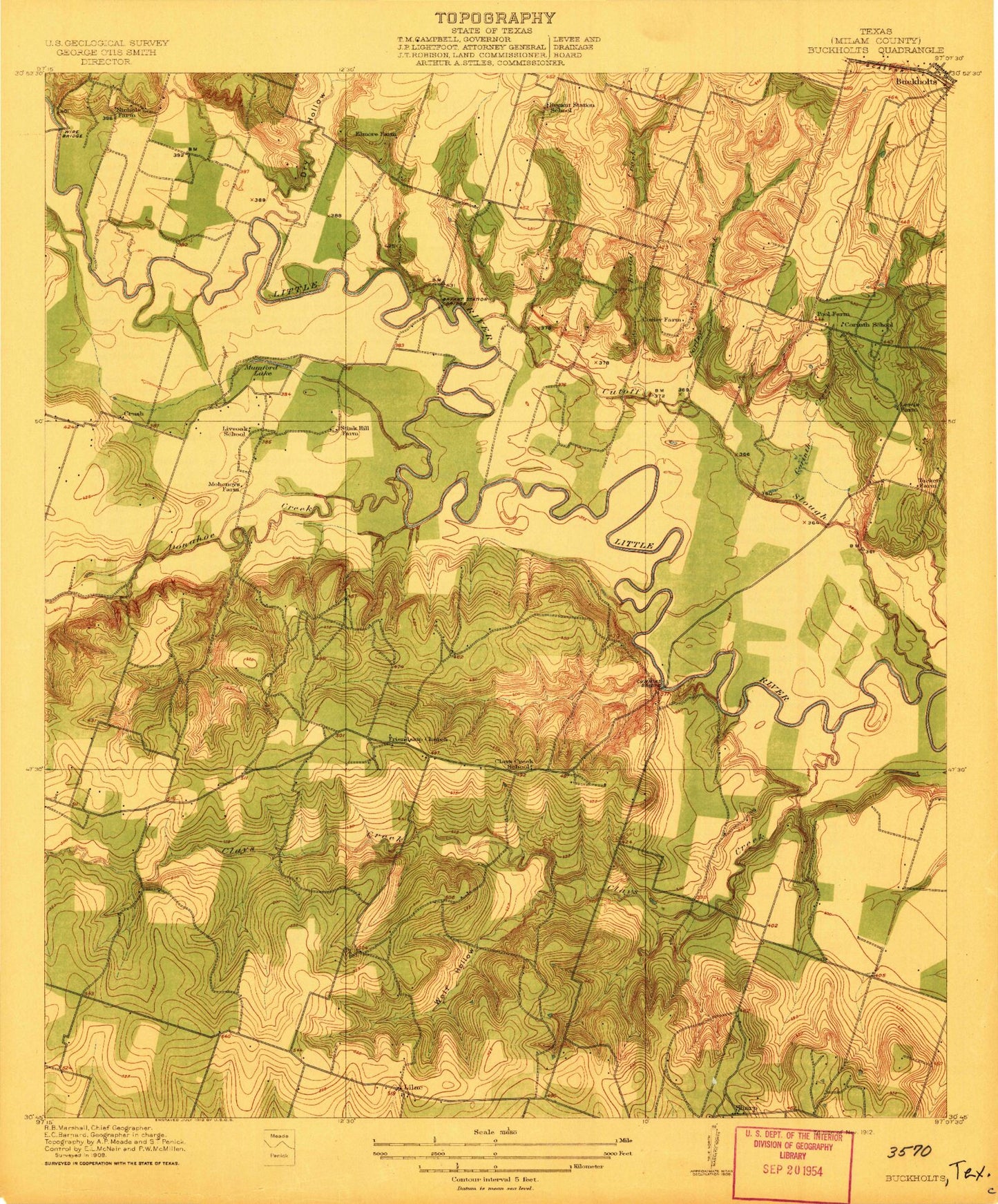 Classic USGS Sharp Texas 7.5'x7.5' Topo Map Image