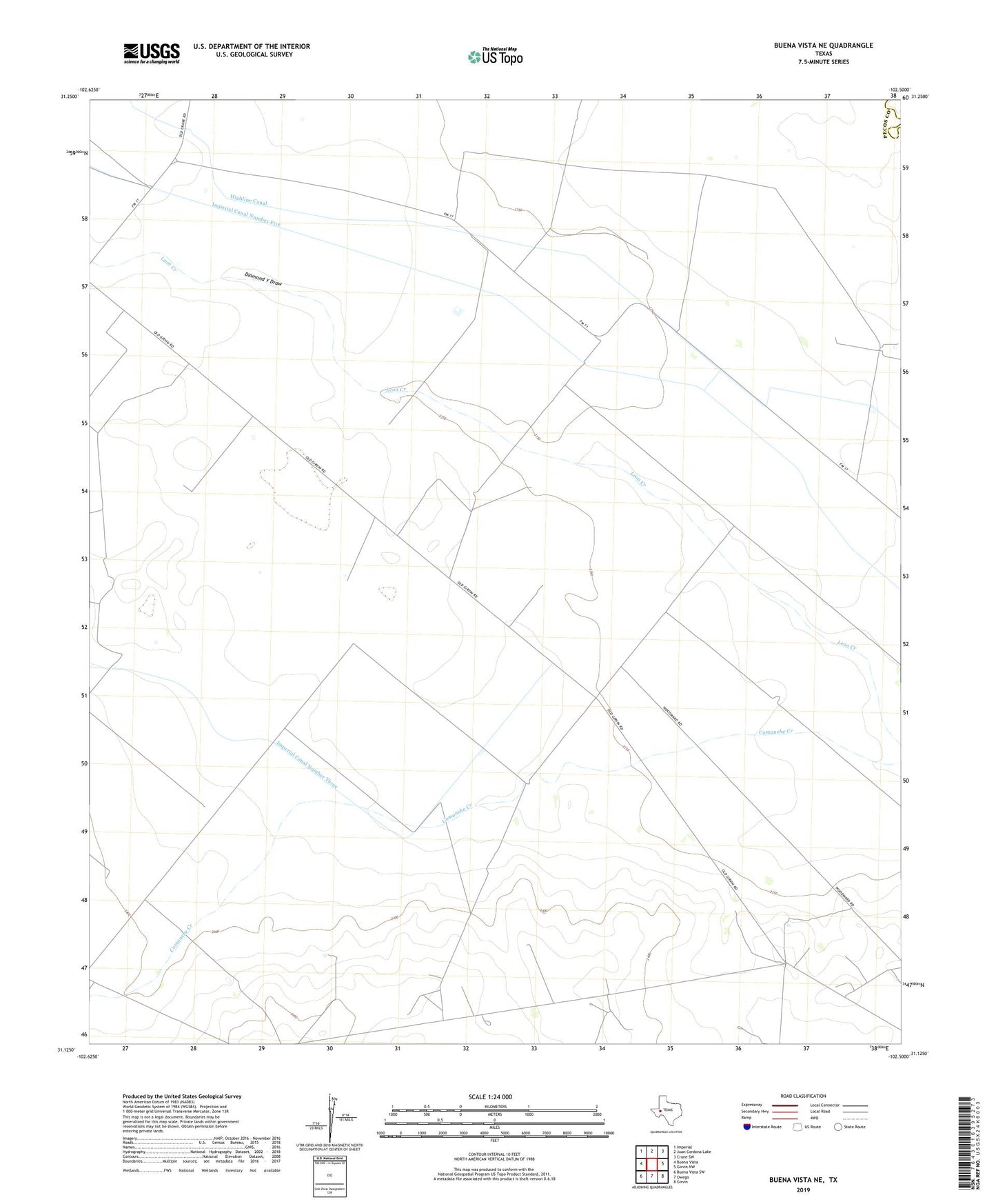 Buena Vista NE Texas US Topo Map Image