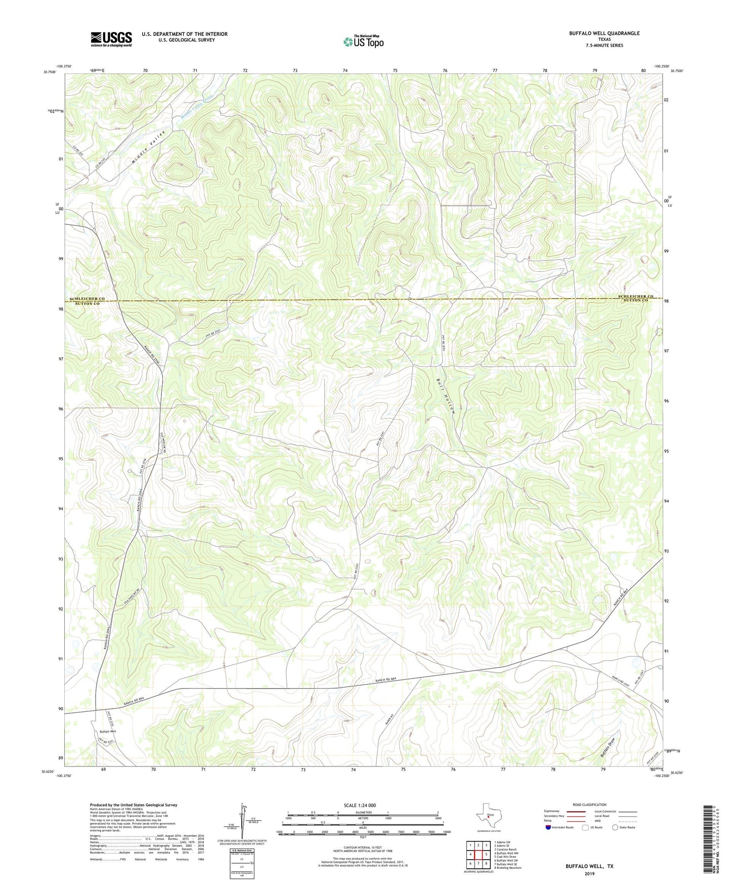 Buffalo Well Texas US Topo Map Image