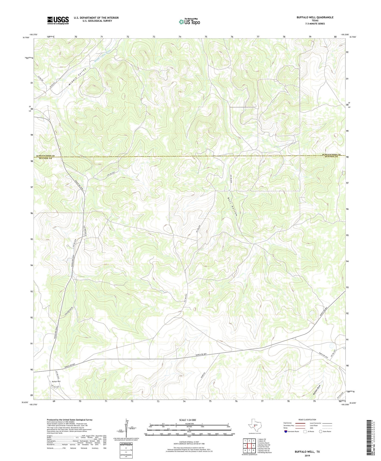 Buffalo Well Texas US Topo Map Image
