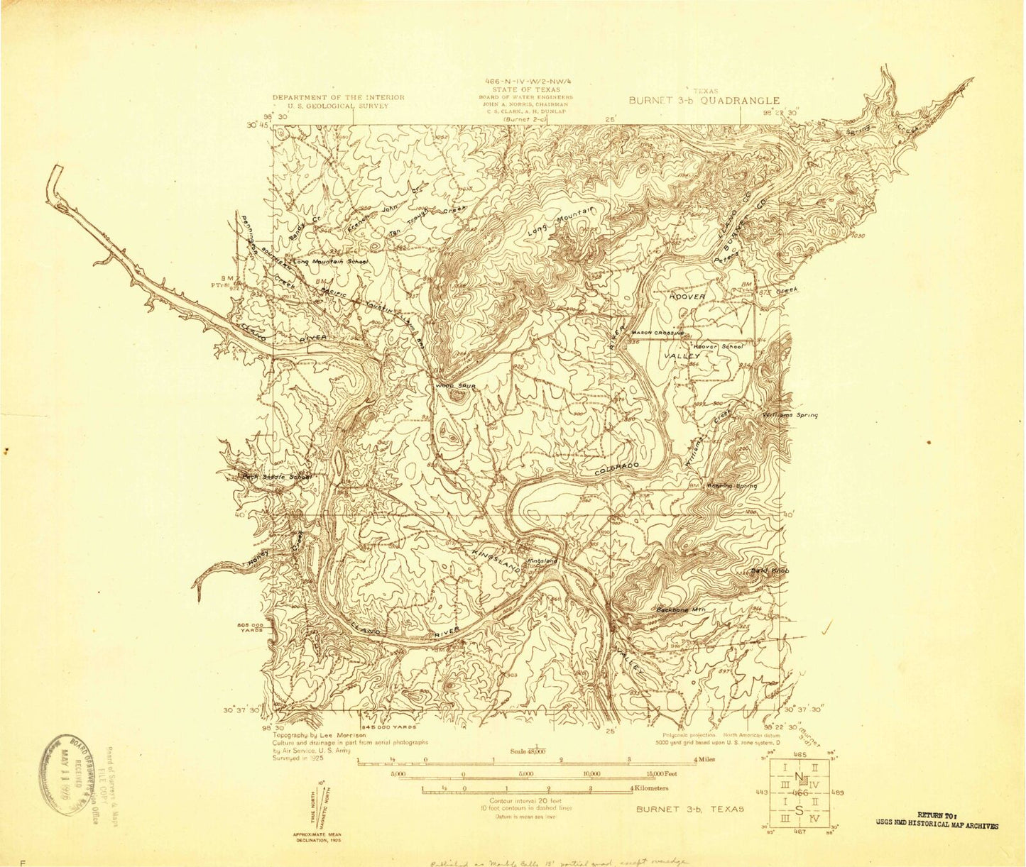 Classic USGS Kingsland Texas 7.5'x7.5' Topo Map Image