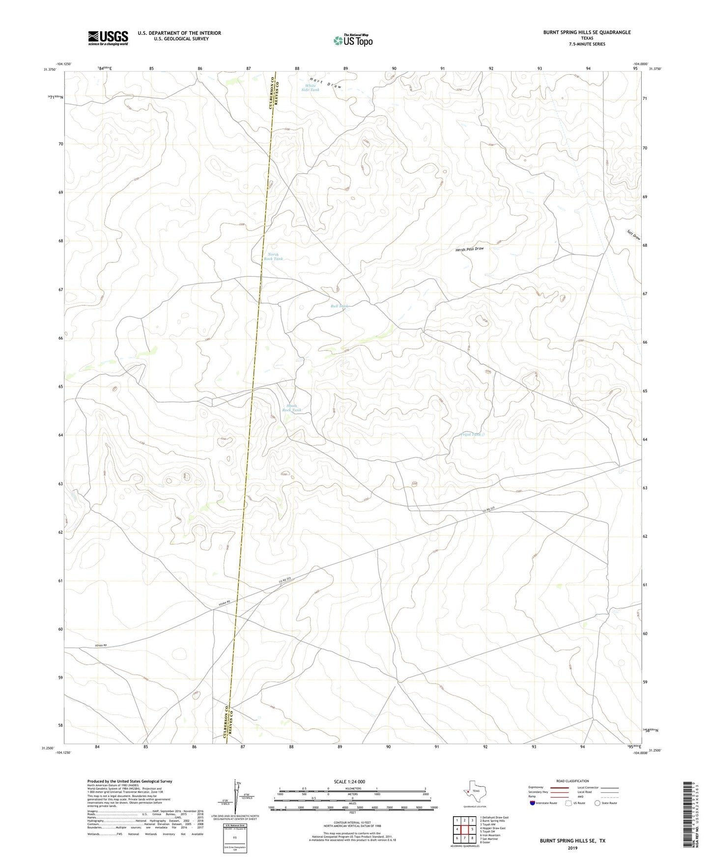 Burnt Spring Hills SE Texas US Topo Map Image