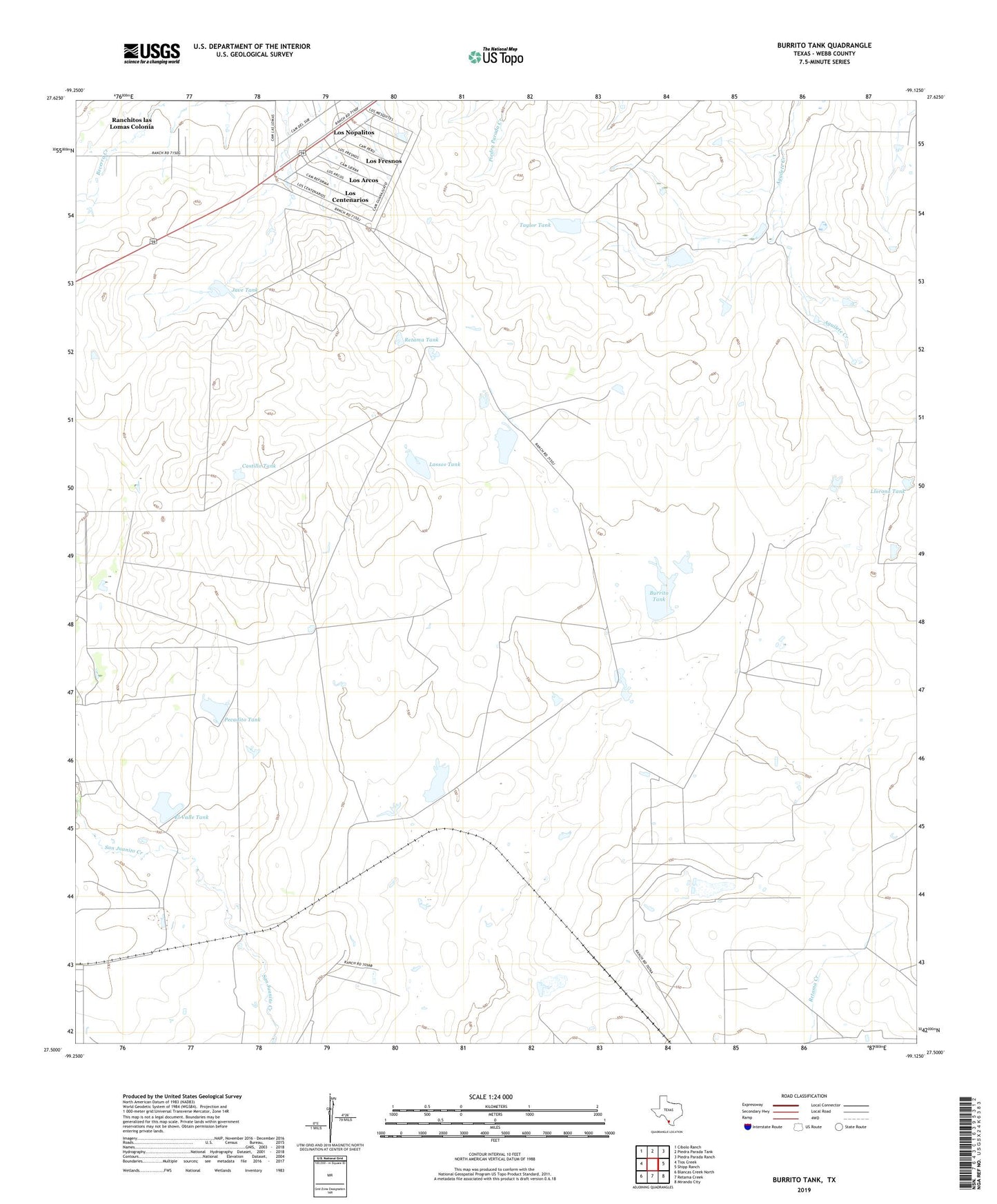 Burrito Tank Texas US Topo Map Image