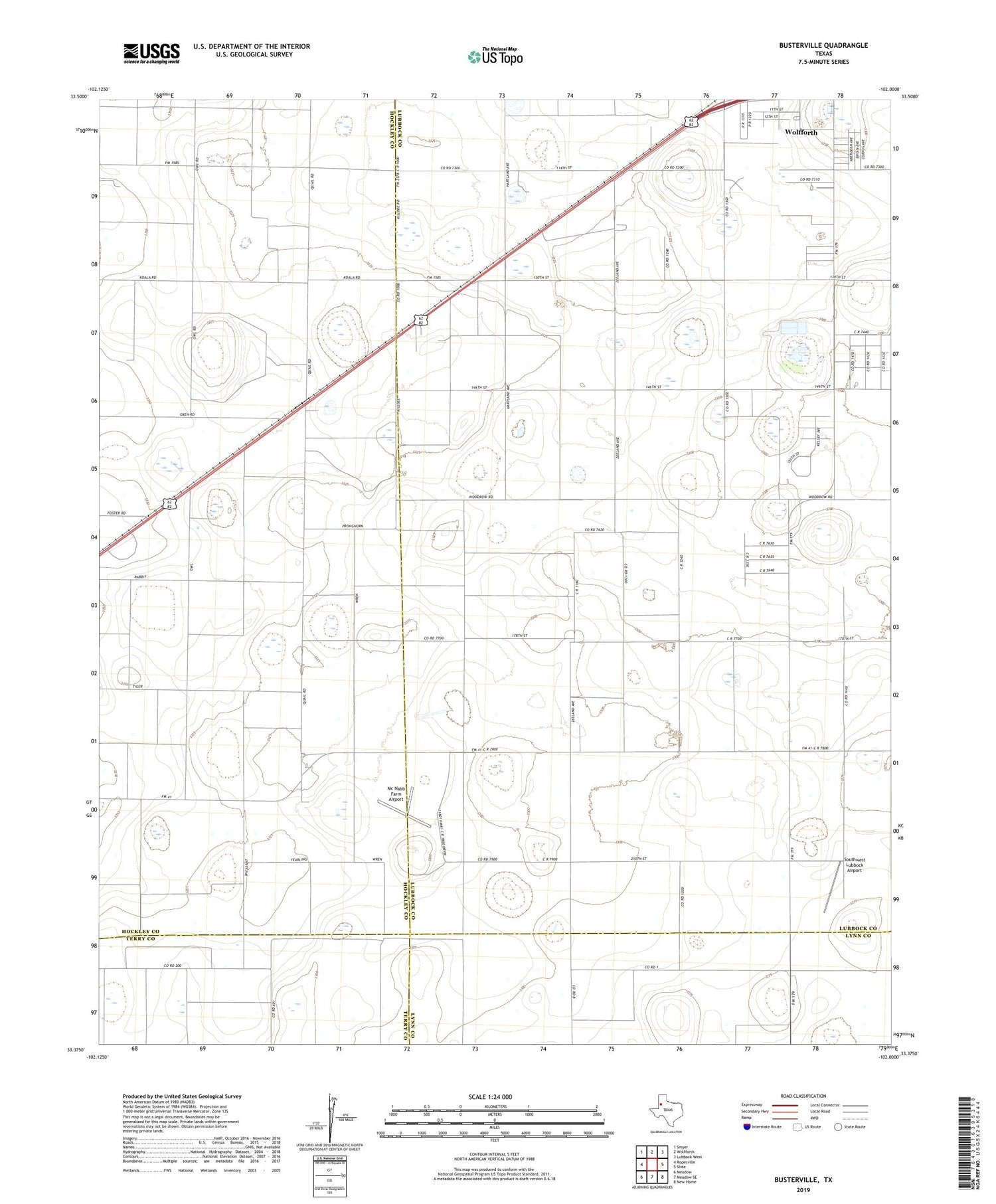 Busterville Texas US Topo Map Image