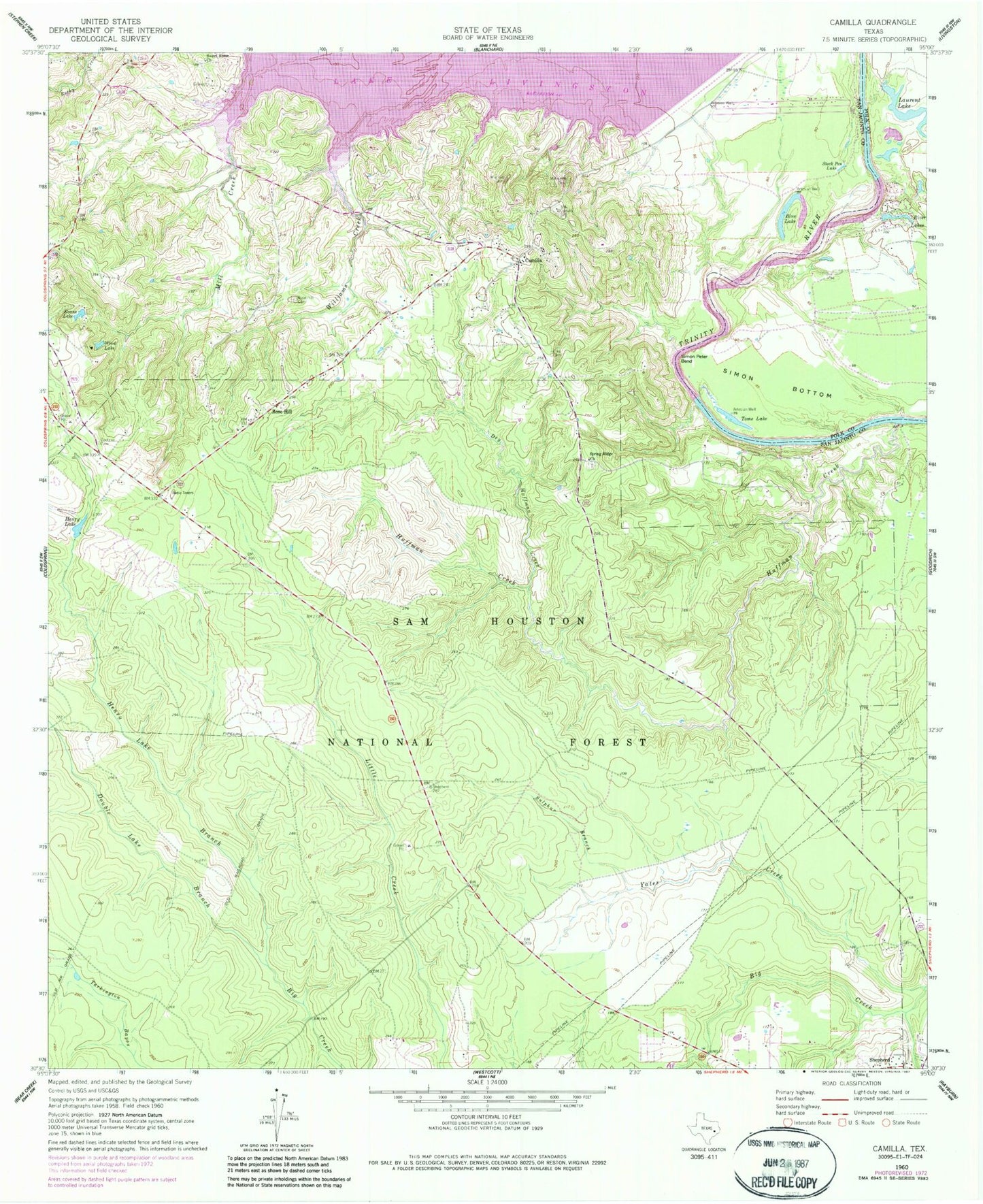 Classic USGS Camilla Texas 7.5'x7.5' Topo Map Image