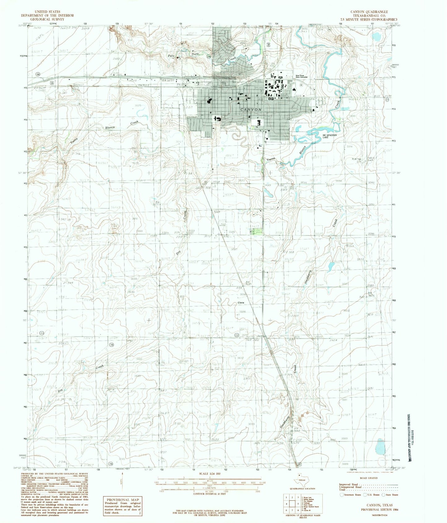 Classic USGS Canyon Texas 7.5'x7.5' Topo Map Image