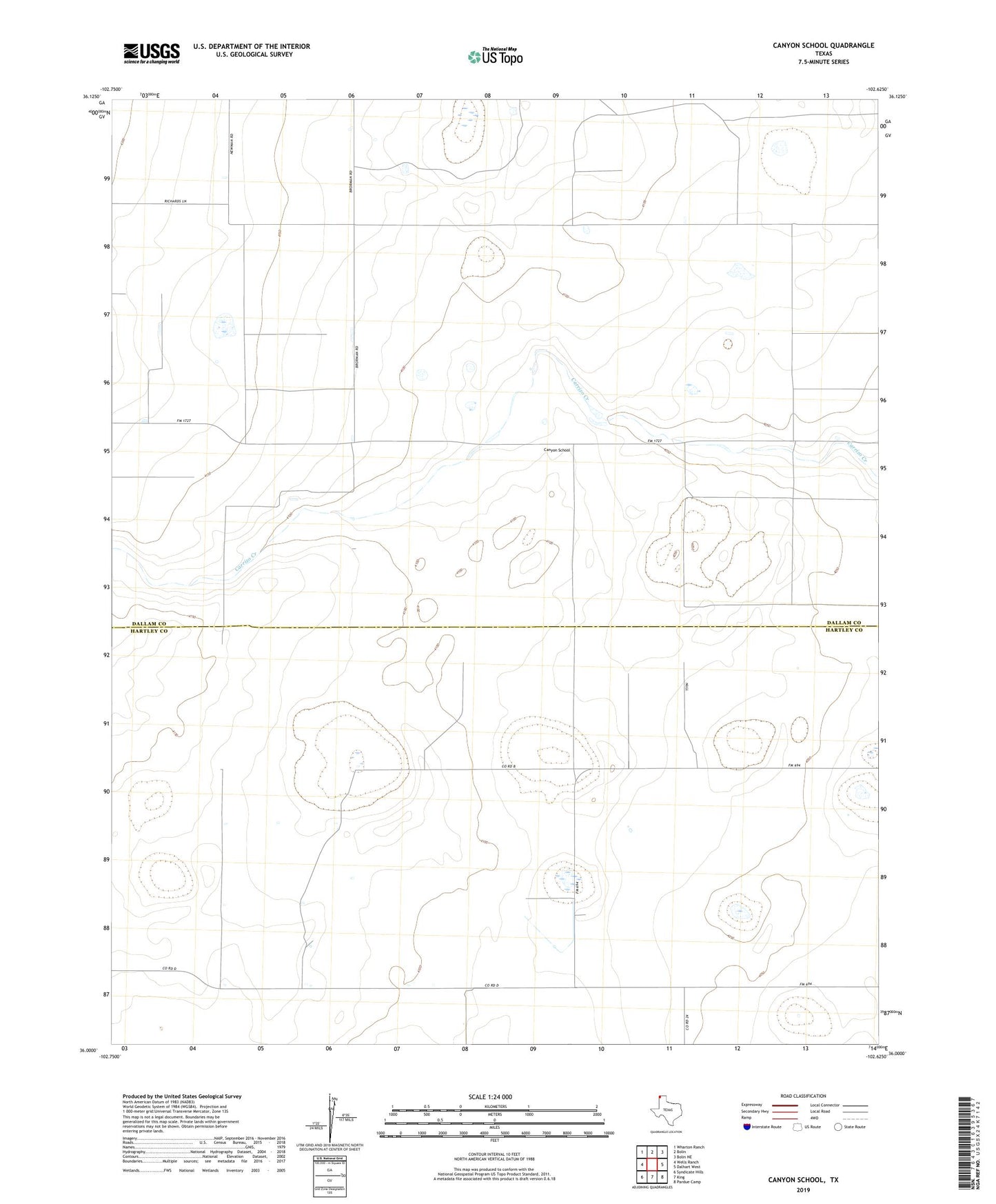 Canyon School Texas US Topo Map Image