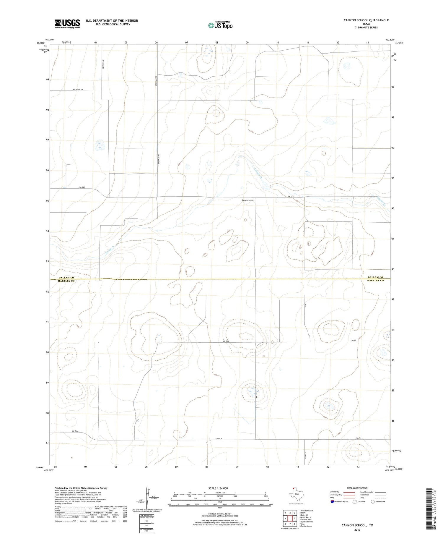Canyon School Texas US Topo Map Image
