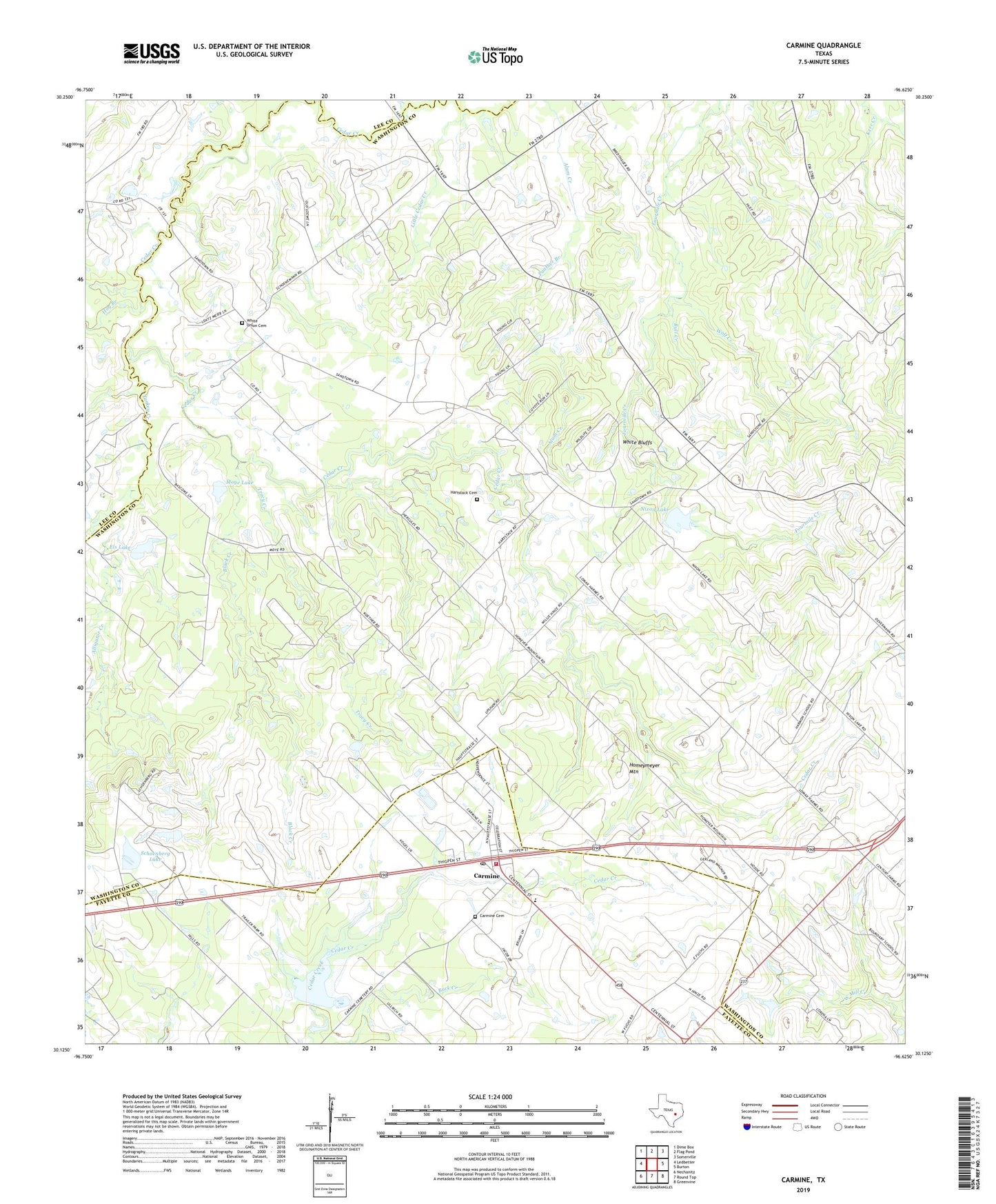 Carmine Texas US Topo Map Image