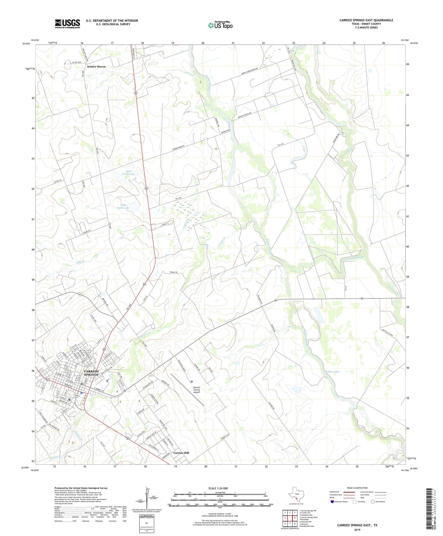 Carrizo Springs East Texas US Topo Map Image