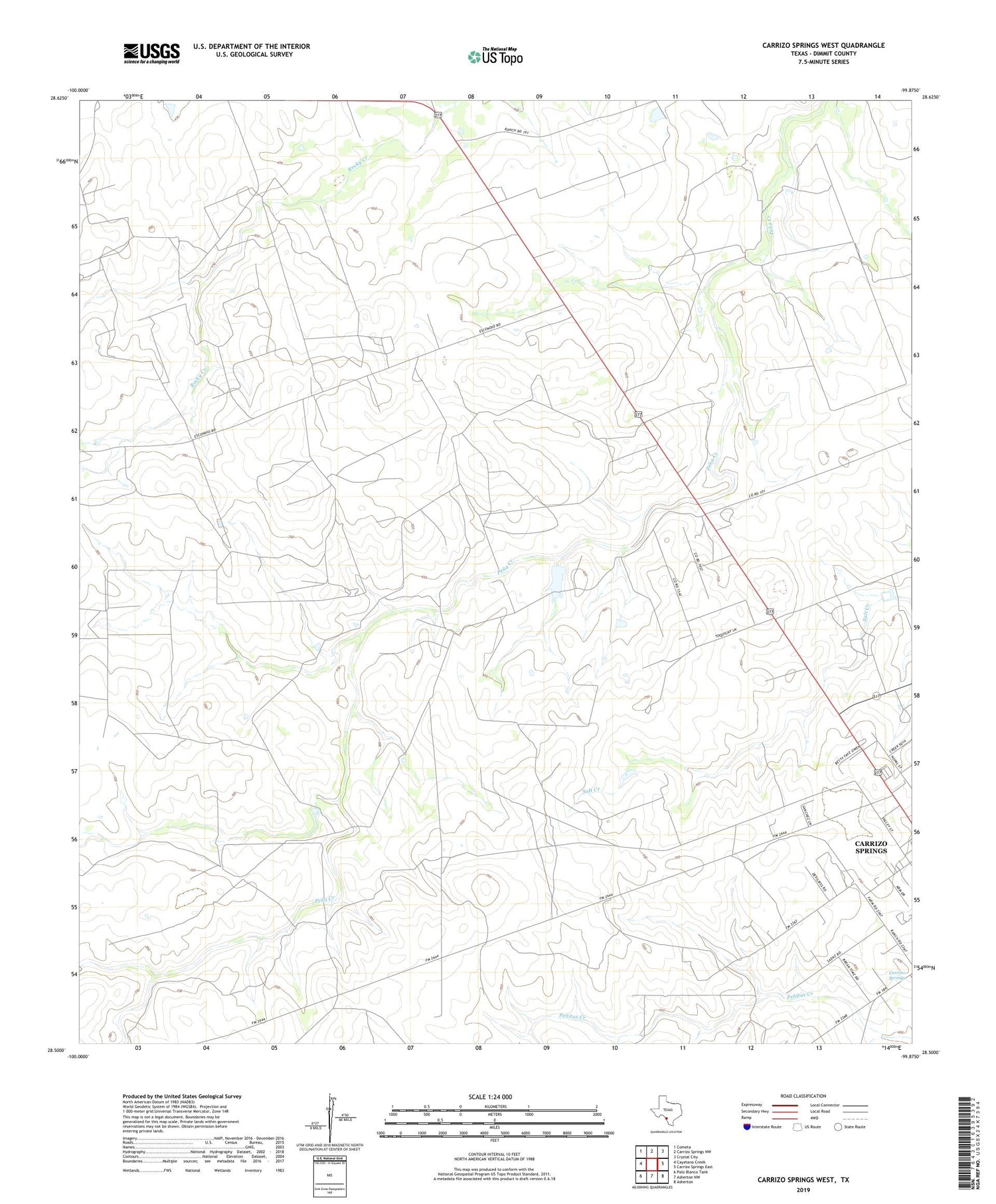 Carrizo Springs West Texas US Topo Map Image