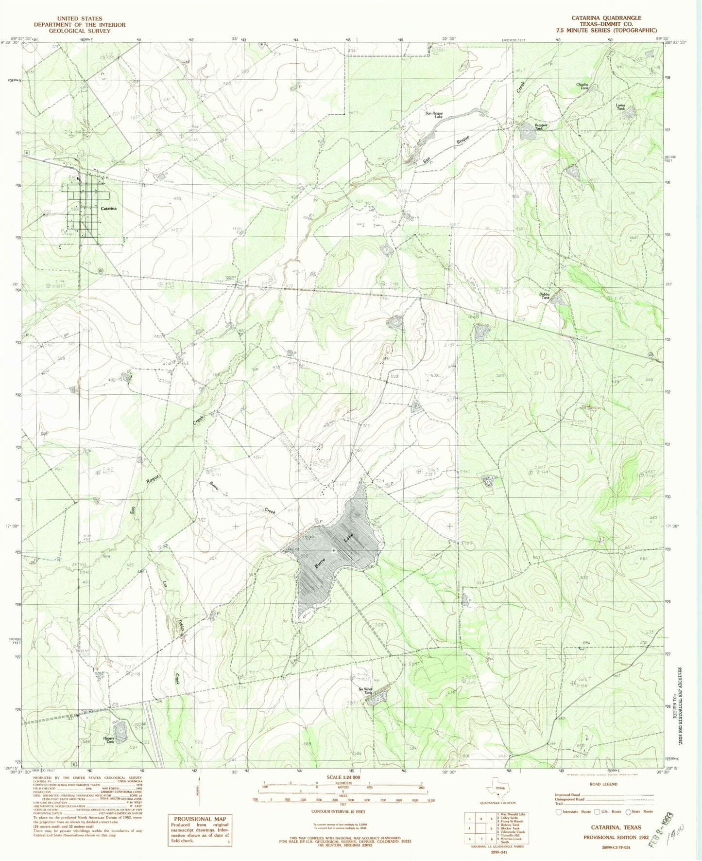Classic USGS Catarina Texas 7.5'x7.5' Topo Map Image