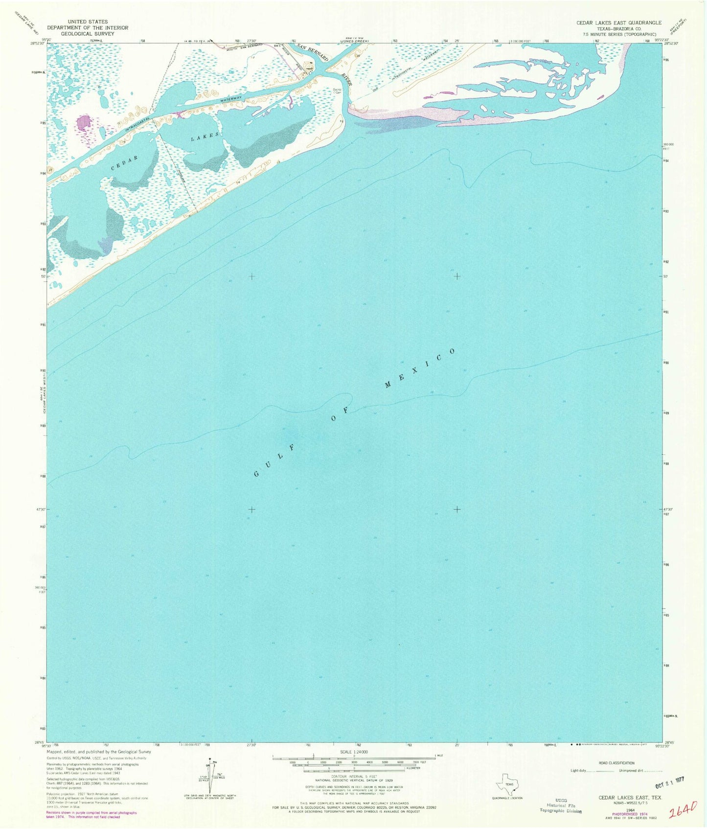 Classic USGS Cedar Lakes East Texas 7.5'x7.5' Topo Map Image