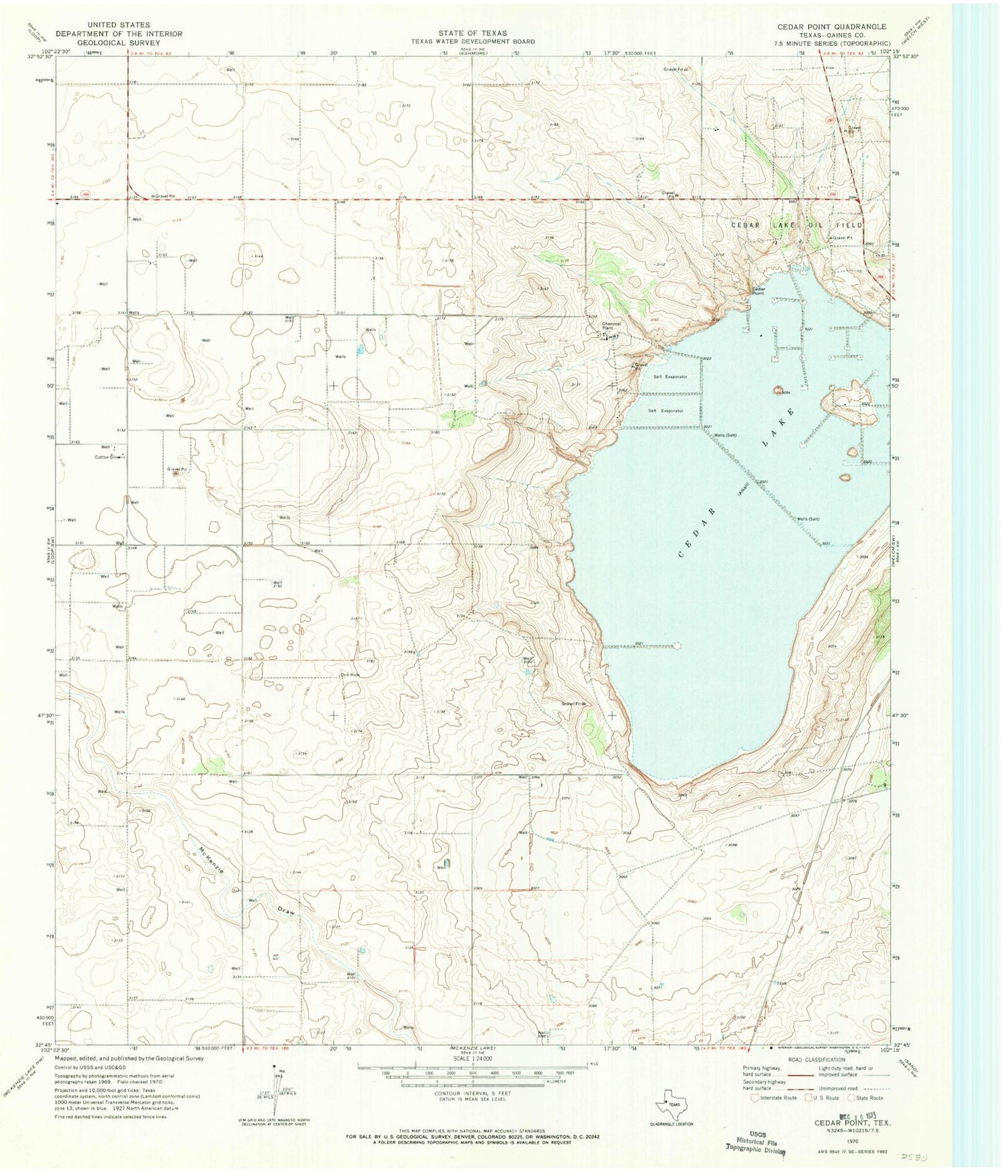 Classic USGS Cedar Point Texas 7.5'x7.5' Topo Map Image