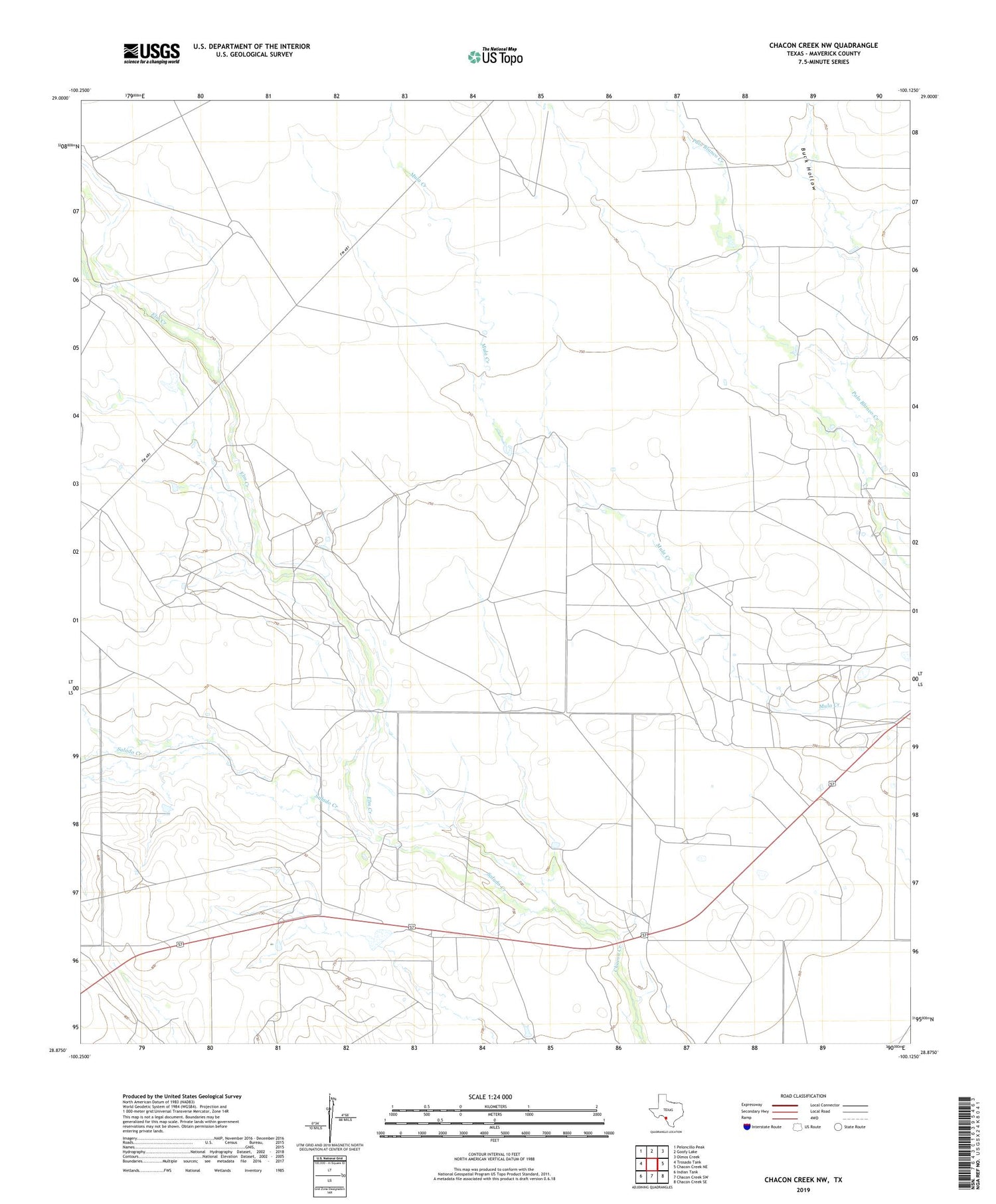 Chacon Creek NW Texas US Topo Map Image