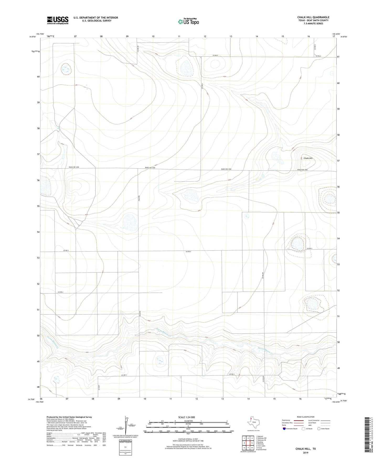 Chalk Hill Texas US Topo Map Image