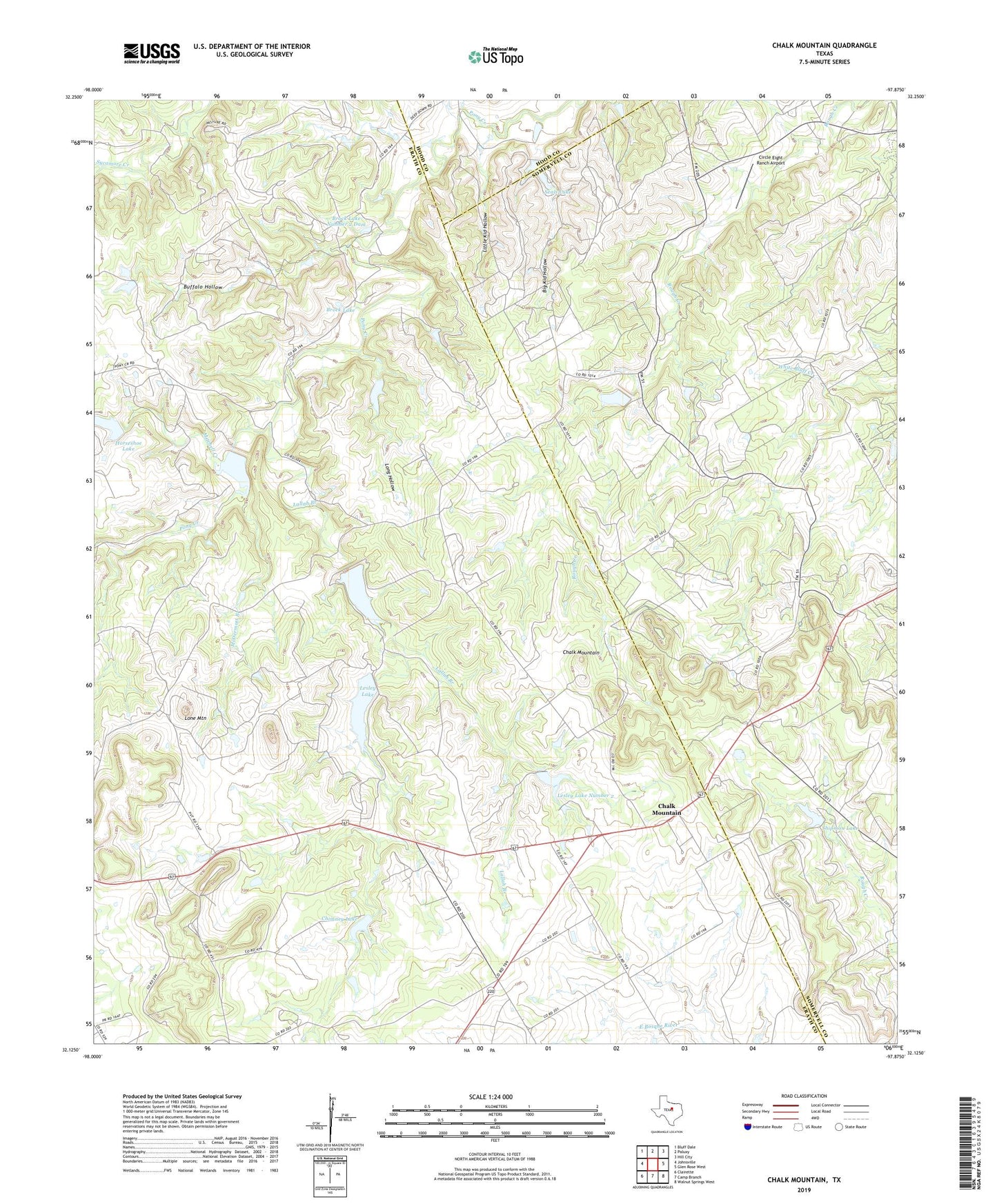 Chalk Mountain Texas US Topo Map Image
