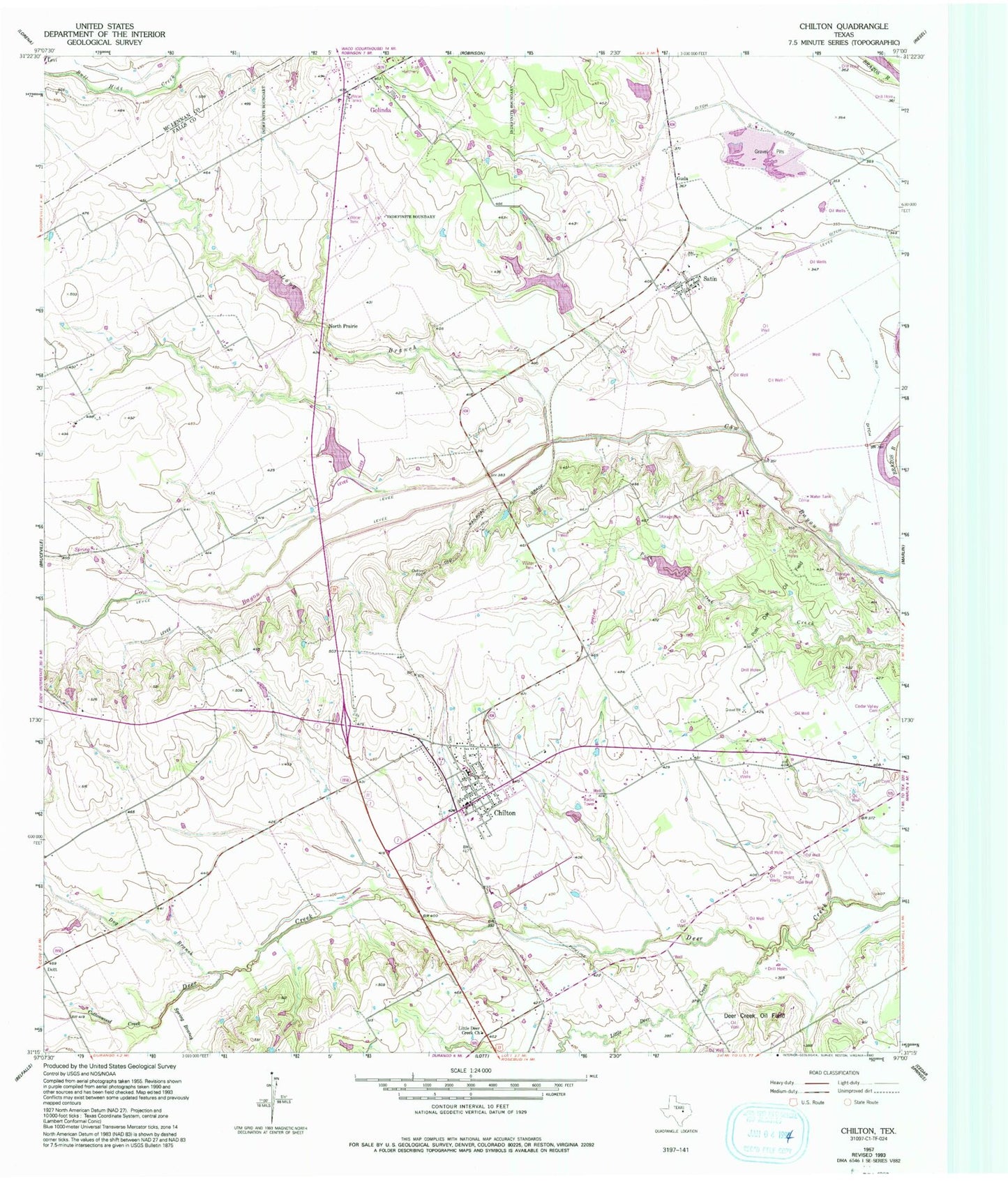 Classic USGS Chilton Texas 7.5'x7.5' Topo Map Image