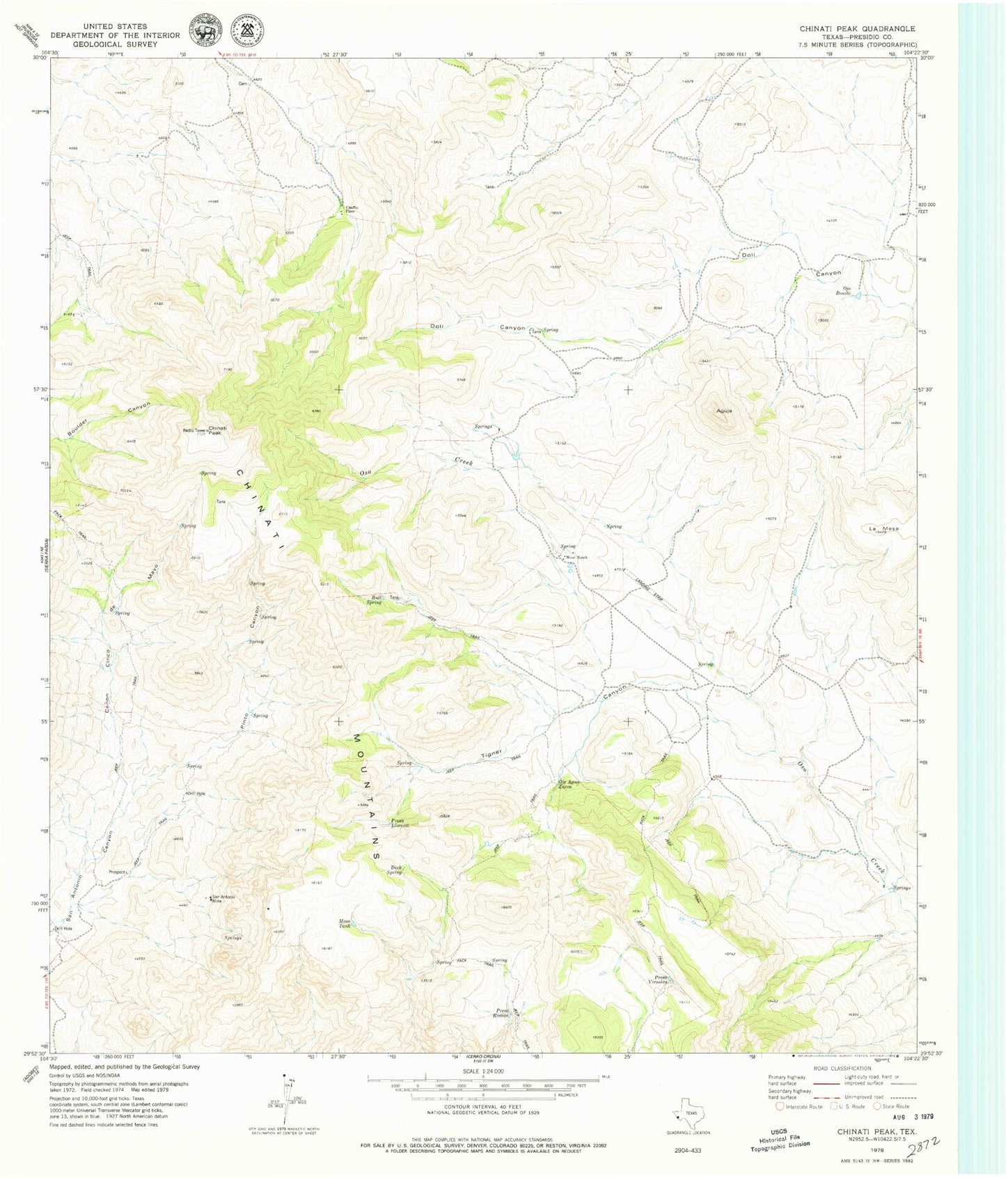 Classic USGS Chinati Peak Texas 7.5'x7.5' Topo Map Image