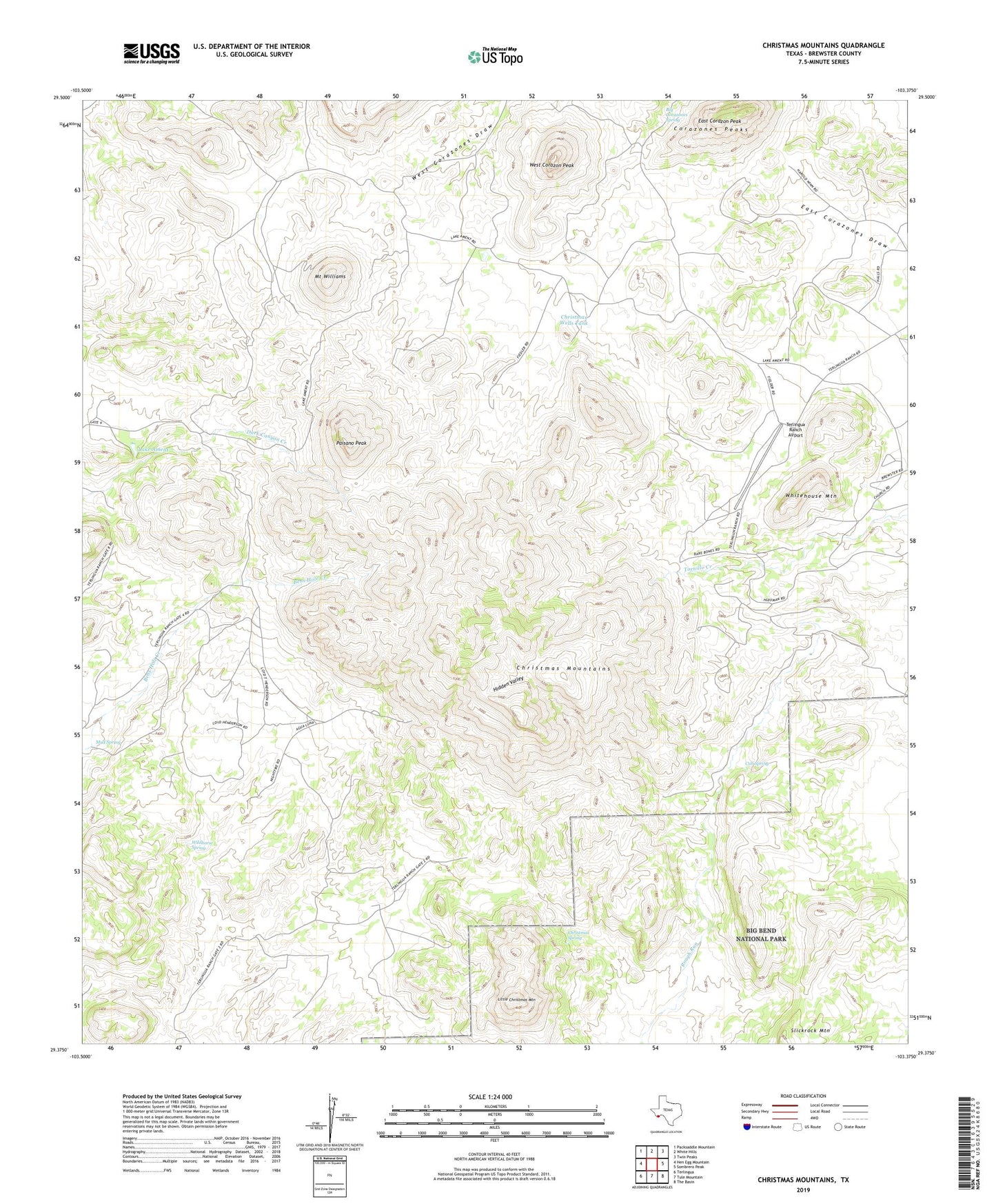 Christmas Mountains Texas US Topo Map Image