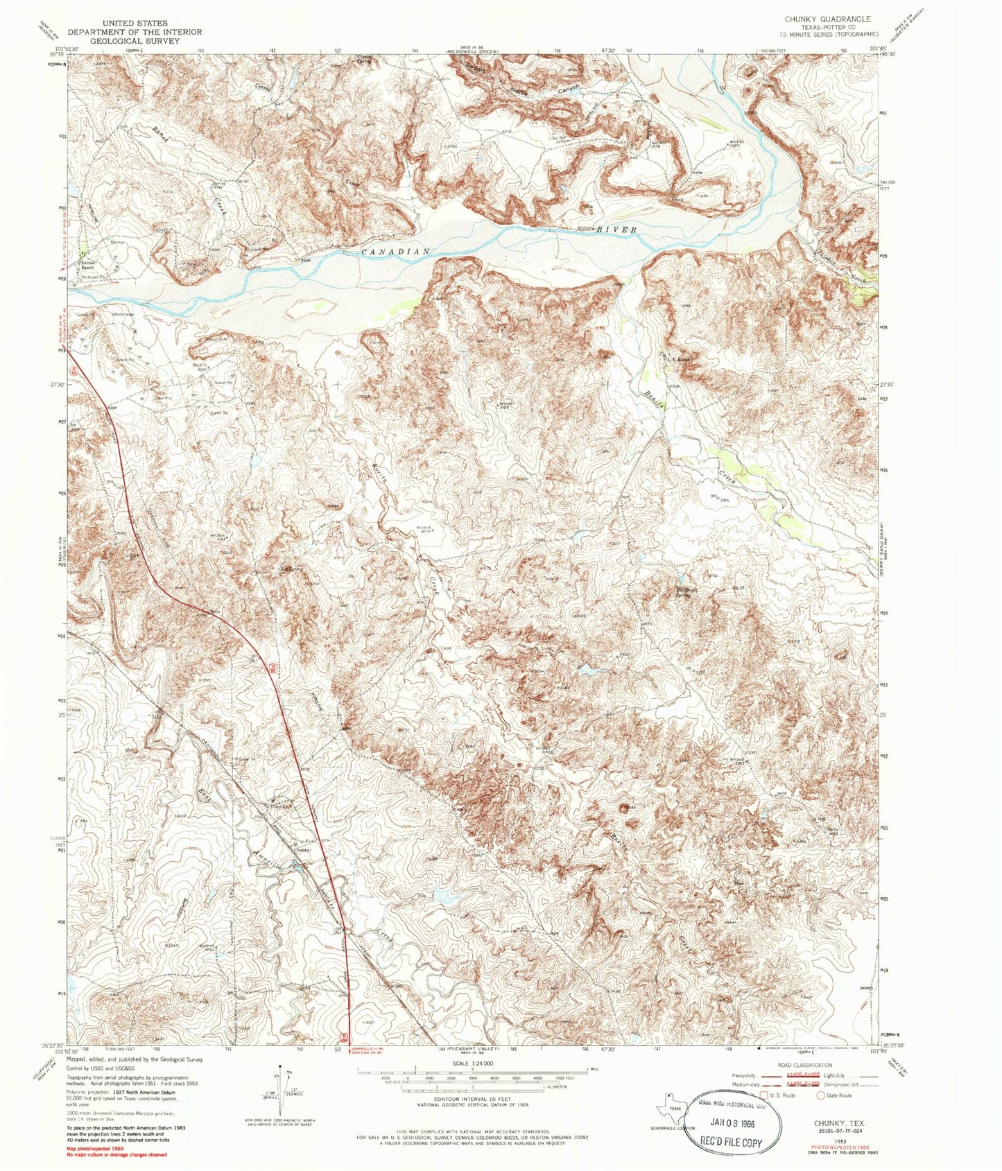 Classic USGS Chunky Texas 7.5'x7.5' Topo Map Image
