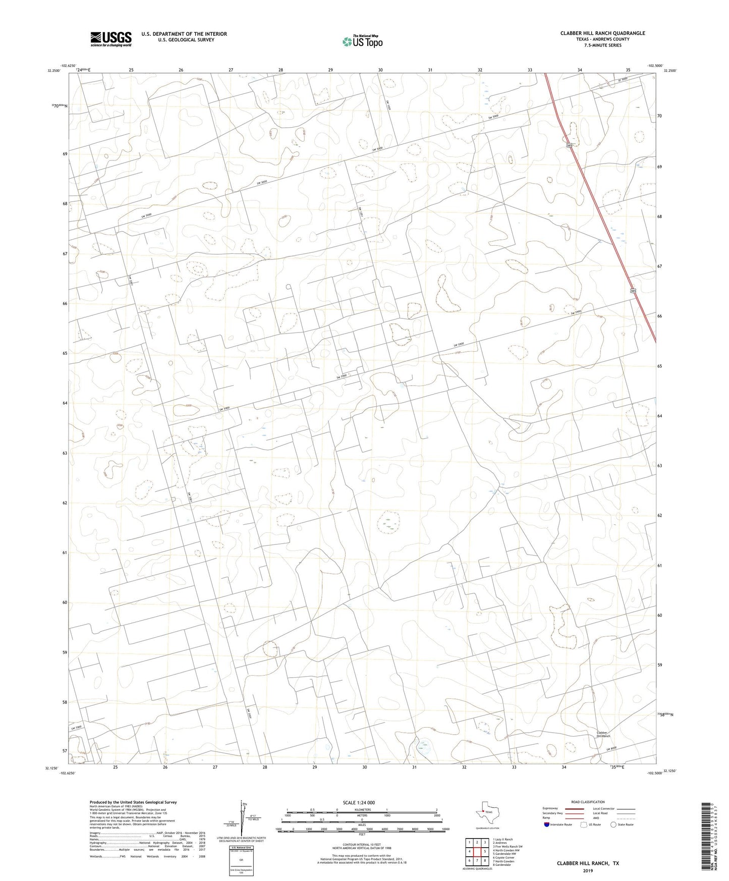 Clabber Hill Ranch Texas US Topo Map Image