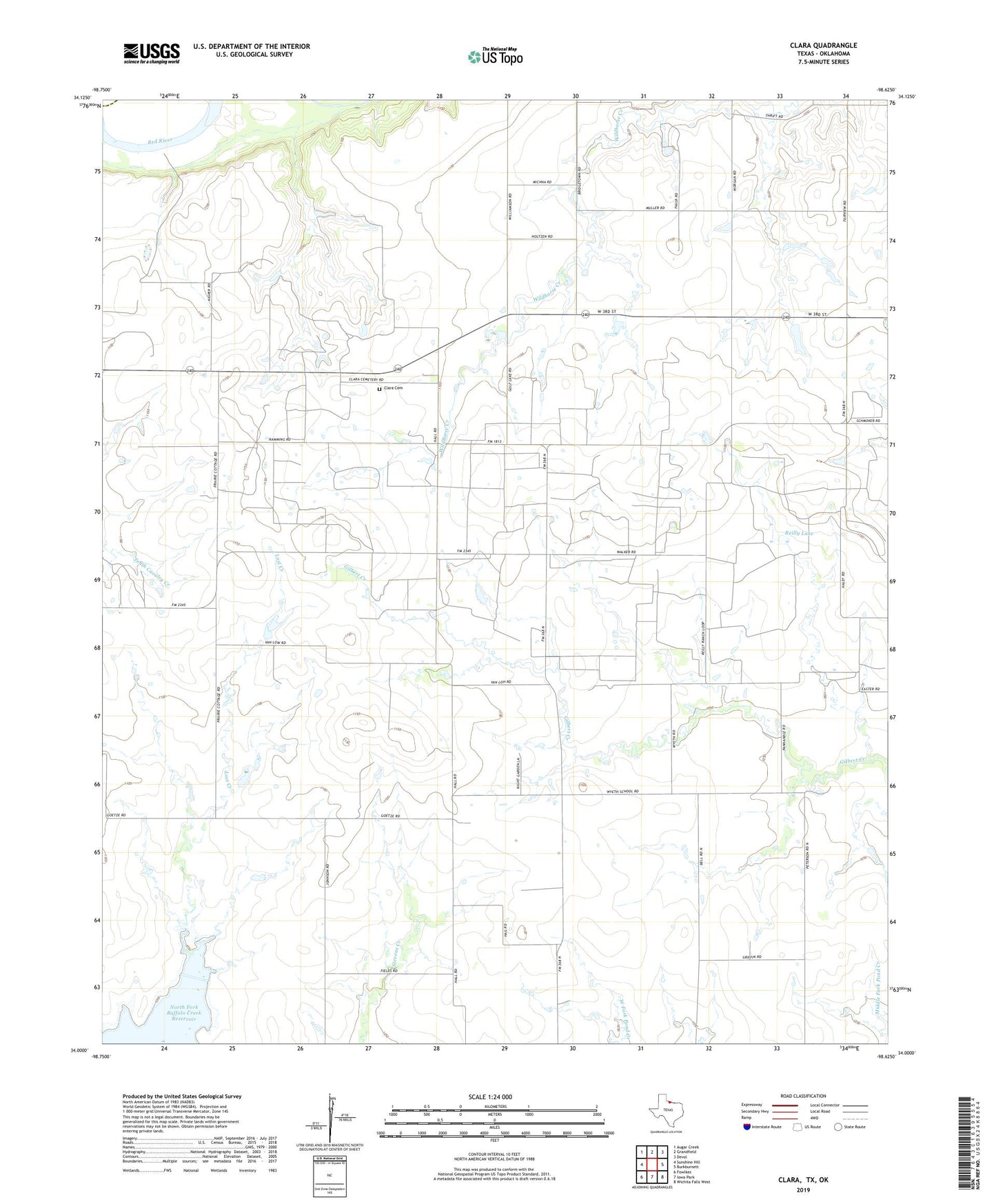 Clara Texas US Topo Map Image