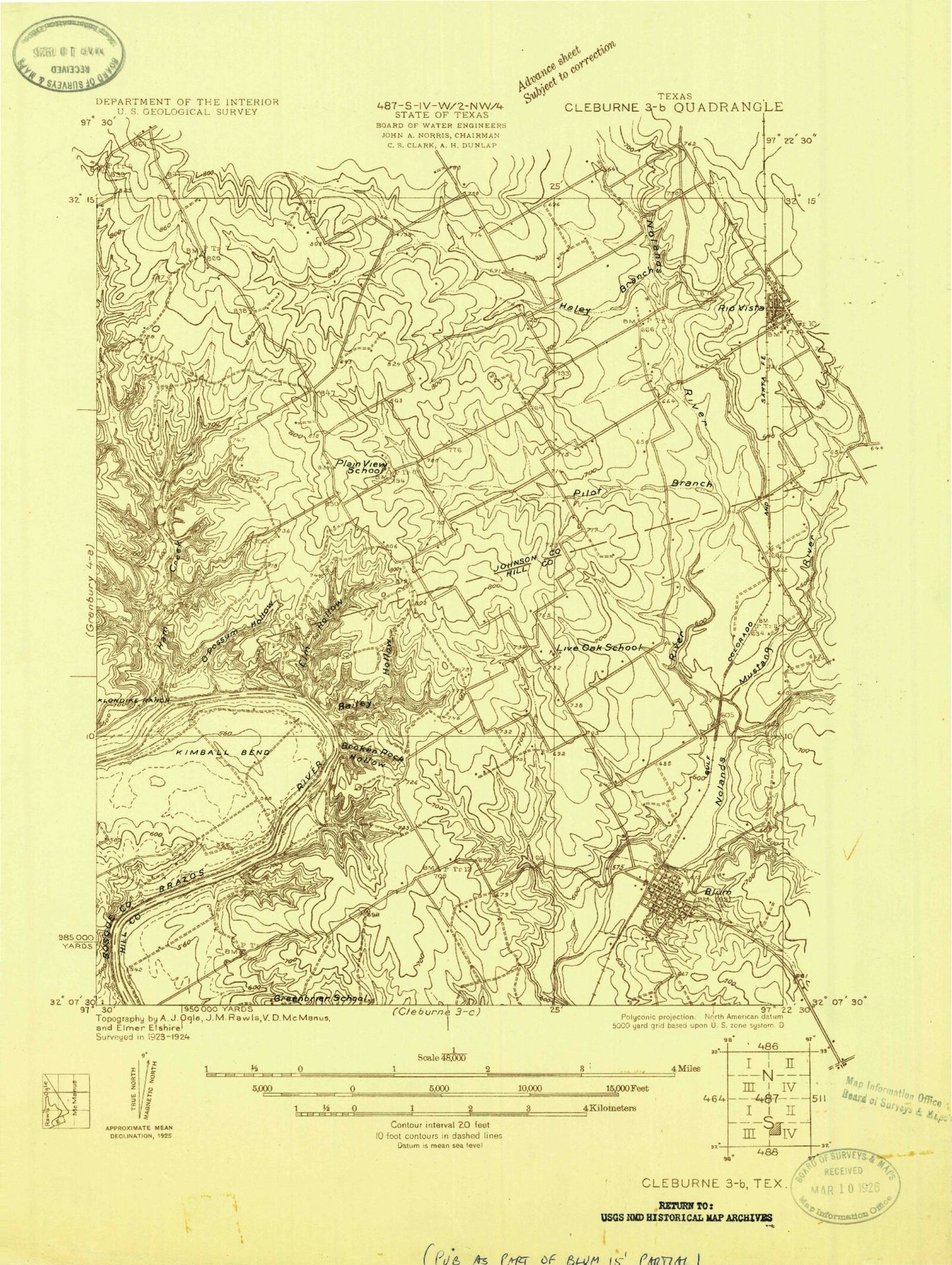 Classic USGS Blum Texas 7.5'x7.5' Topo Map Image