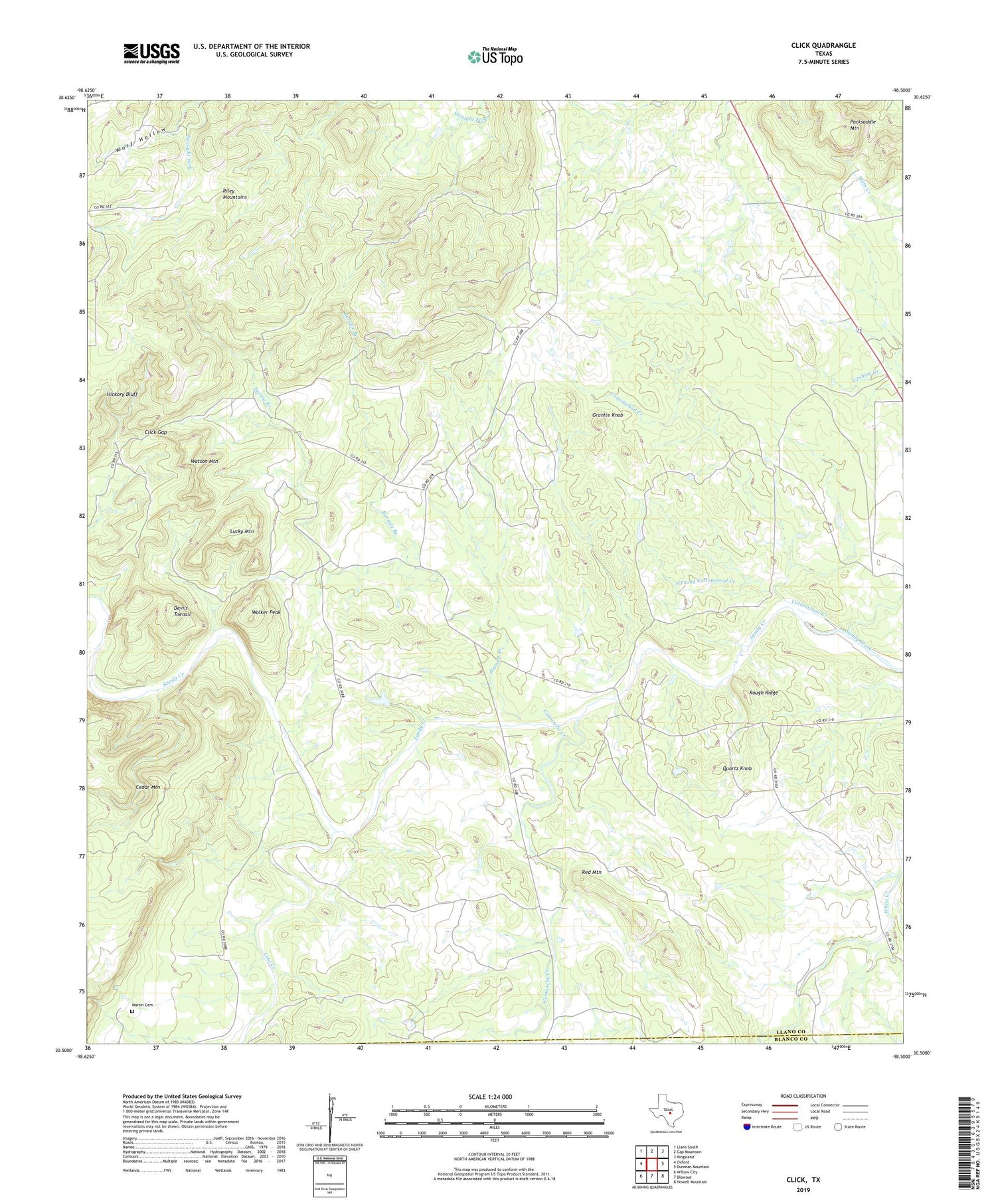 Click Texas US Topo Map Image