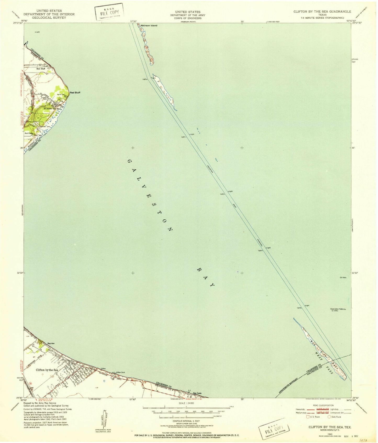 Classic USGS Bacliff Texas 7.5'x7.5' Topo Map Image